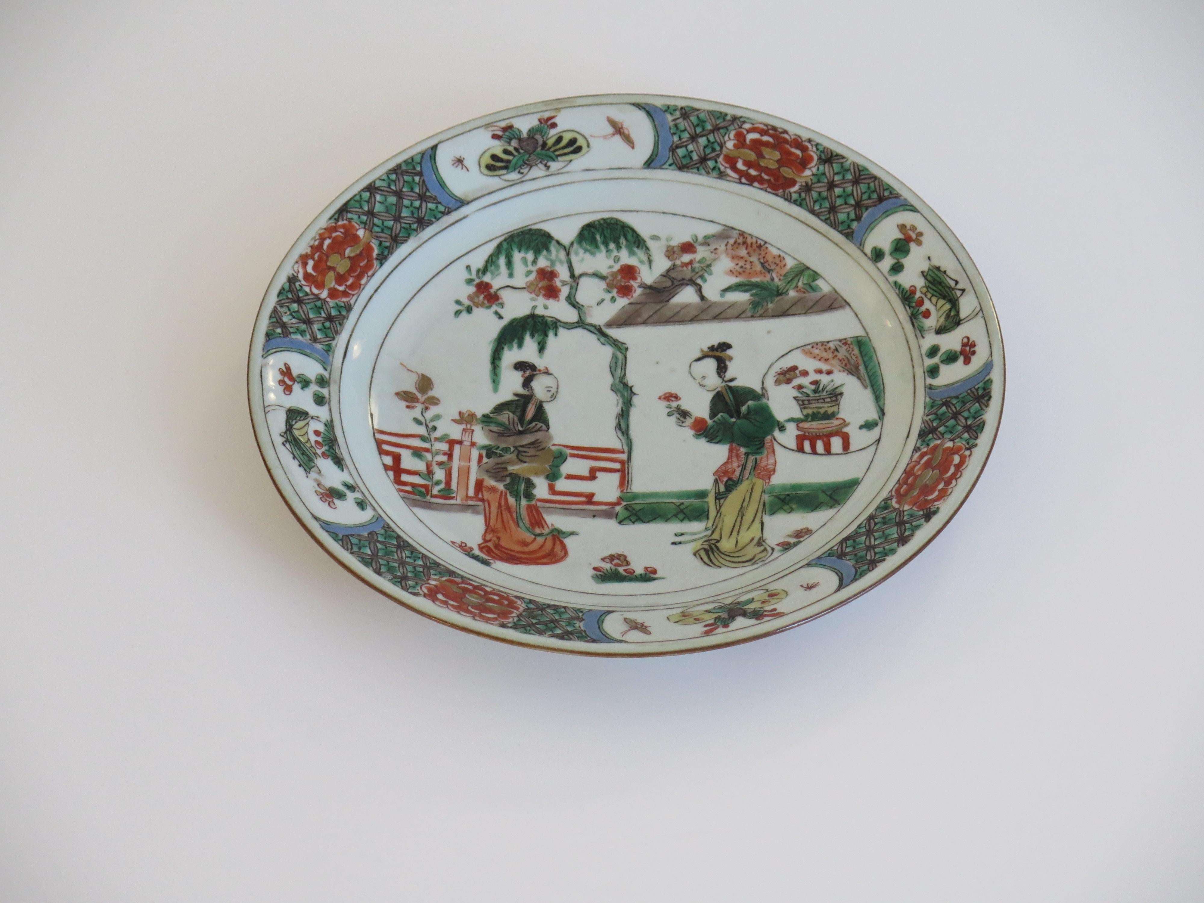 Chinese Famille Verte Plate Porcelain Long Eliza Ladies, Kangxi, Circa 1690 For Sale 4