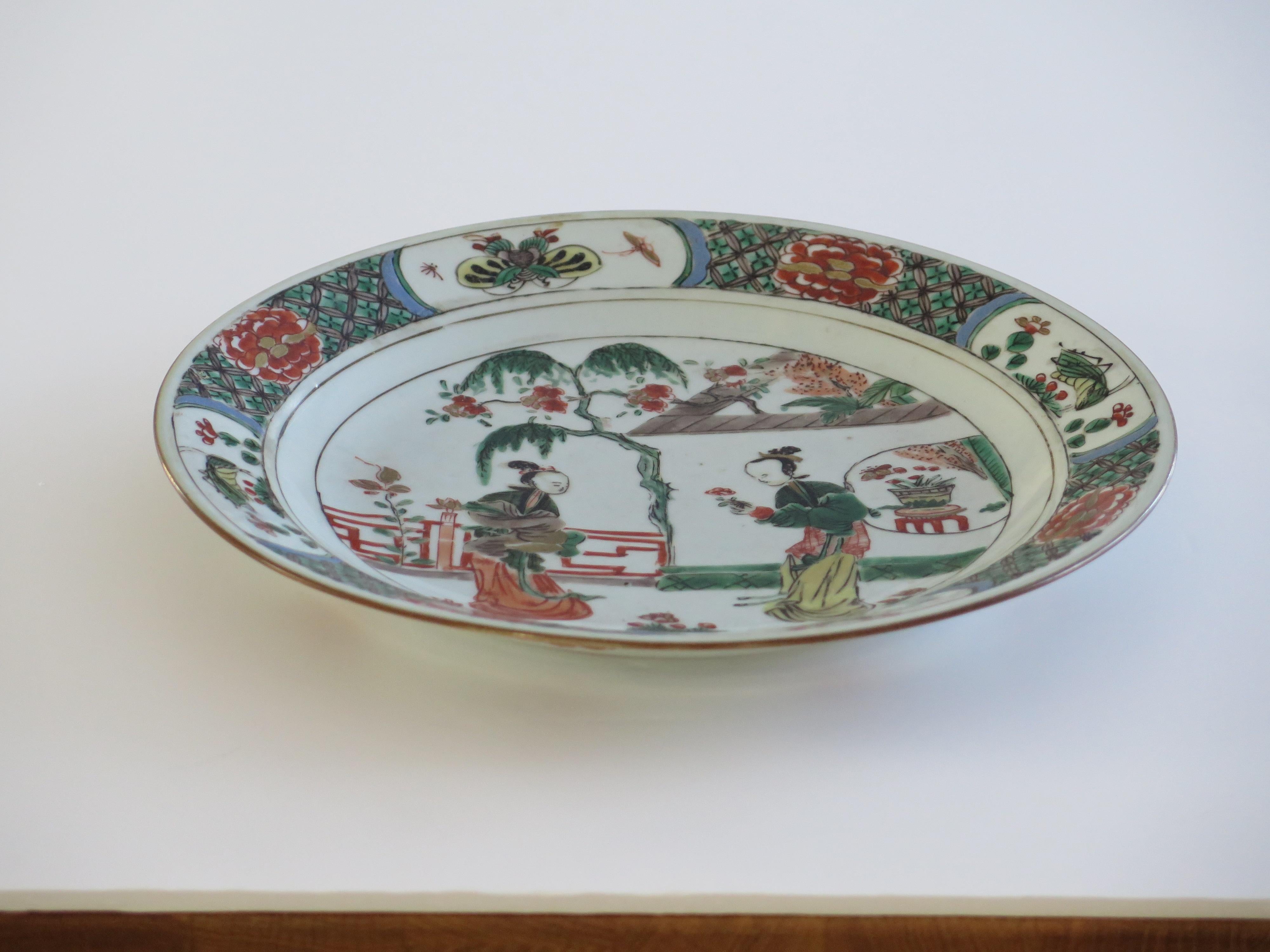Chinese Famille Verte Plate Porcelain Long Eliza Ladies, Kangxi, Circa 1690 For Sale 5