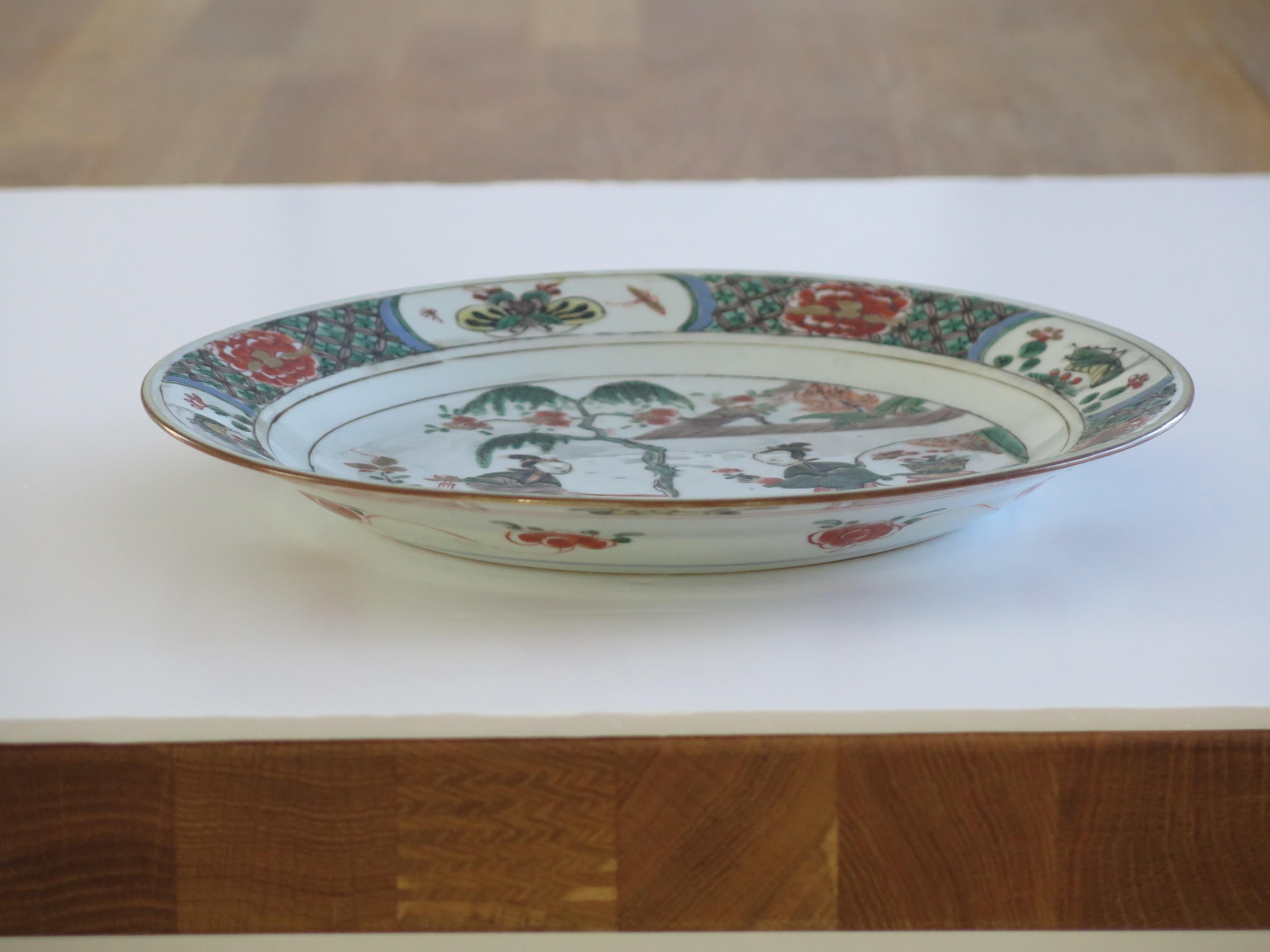 Chinese Famille Verte Plate Porcelain Long Eliza Ladies, Kangxi, Circa 1690 For Sale 6