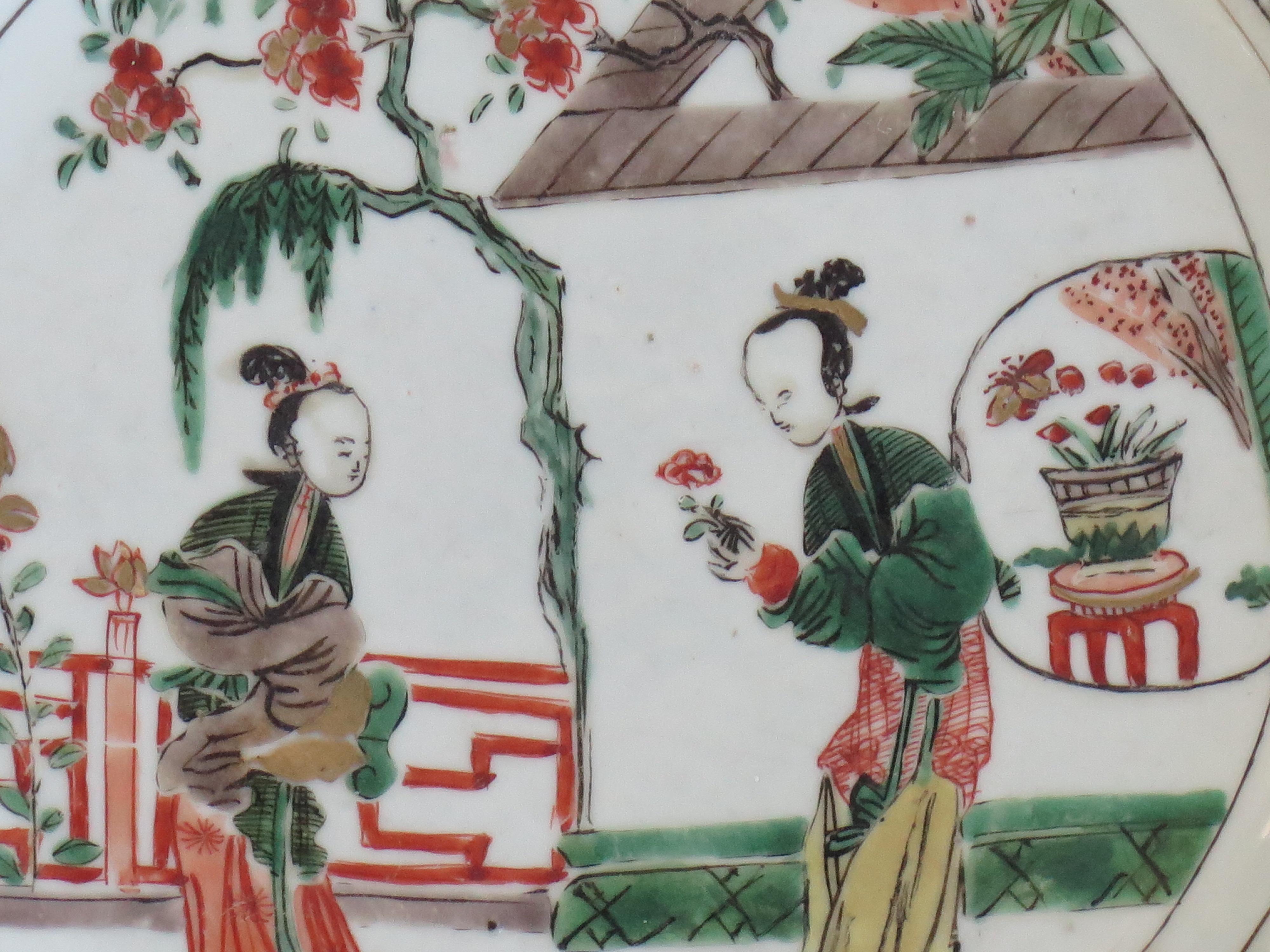 Chinese Famille Verte Plate Porcelain Long Eliza Ladies, Kangxi, Circa 1690 For Sale 3