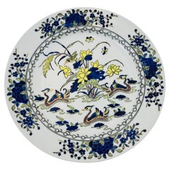 Chinese Famille Verte Porcelain Cabinet Plate in Rare Mandarin Duck Pattern