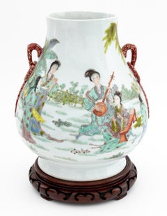 Chinese Famille Verte Porcelain Hu Vase