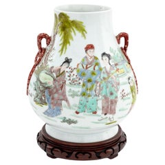 Chinese Famille Verte Porcelain Hu Vase