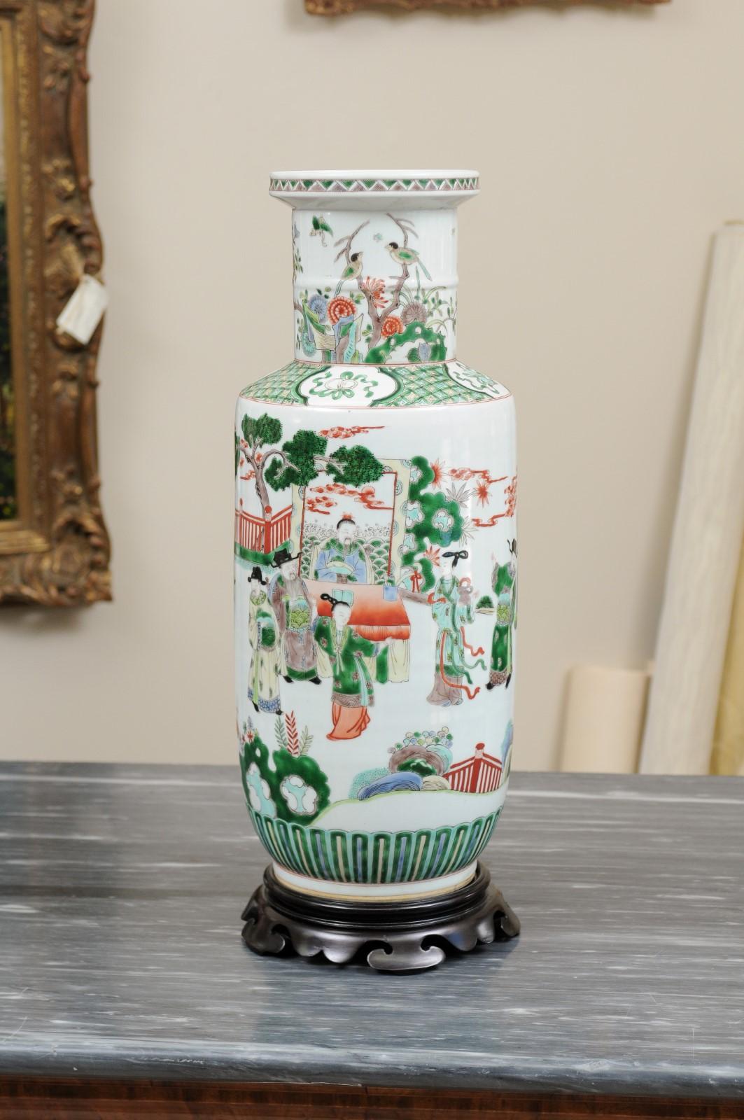 Chinese Famille Verte Porcelain Vase For Sale 5