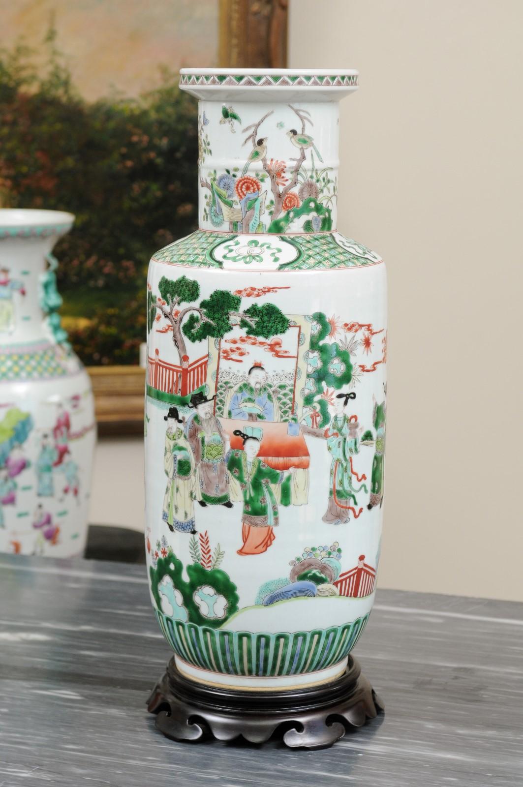 A beautiful vase decorated with scholars and government official in varied activities. Based on the design and quality of decorations, it is believed to have been made in the mid - Republic period of China (1912-1949)
This vase was purchased in