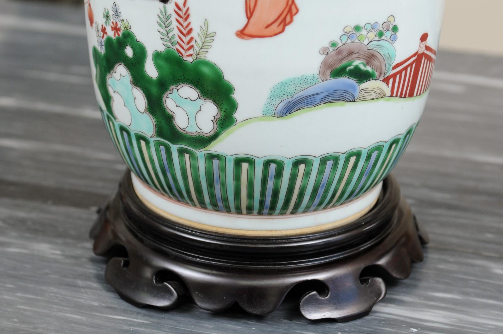 20th Century Chinese Famille Verte Porcelain Vase For Sale