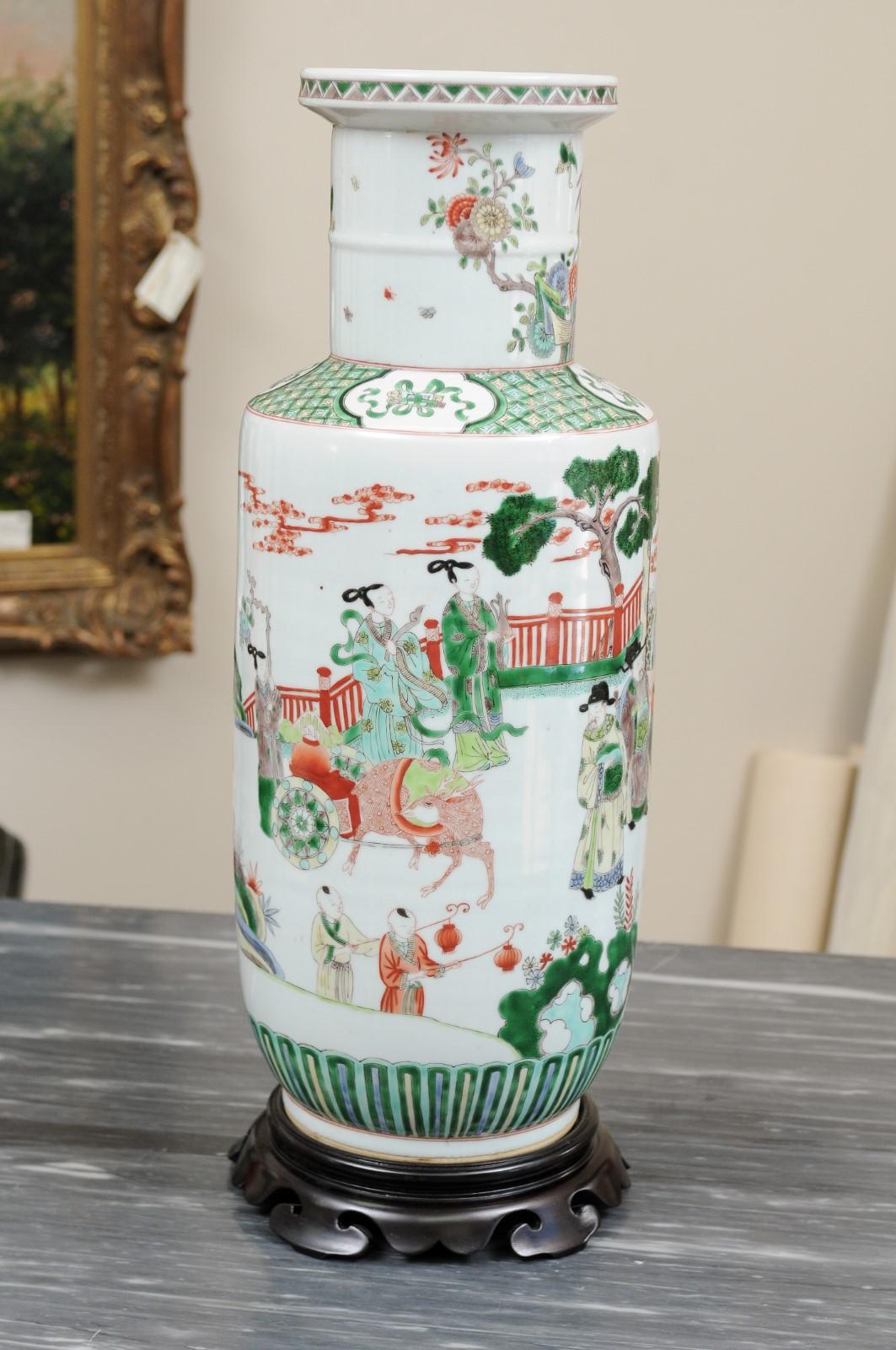 Chinese Famille Verte Porcelain Vase For Sale 1