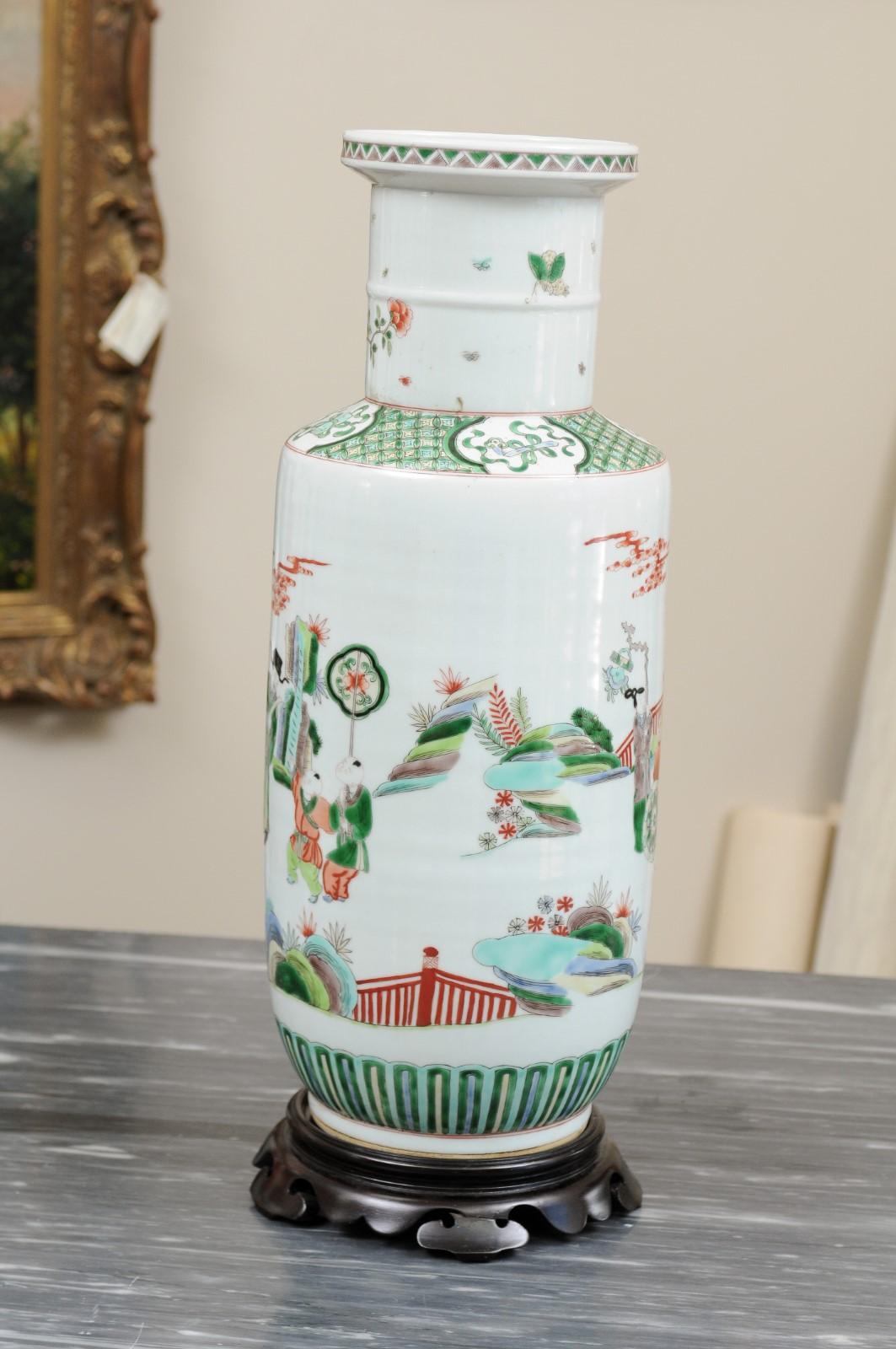 Chinese Famille Verte Porcelain Vase For Sale 2