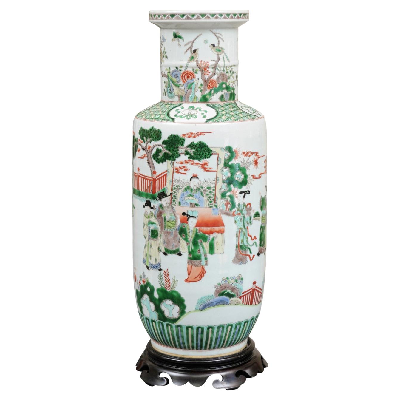Chinese Famille Verte Porcelain Vase For Sale