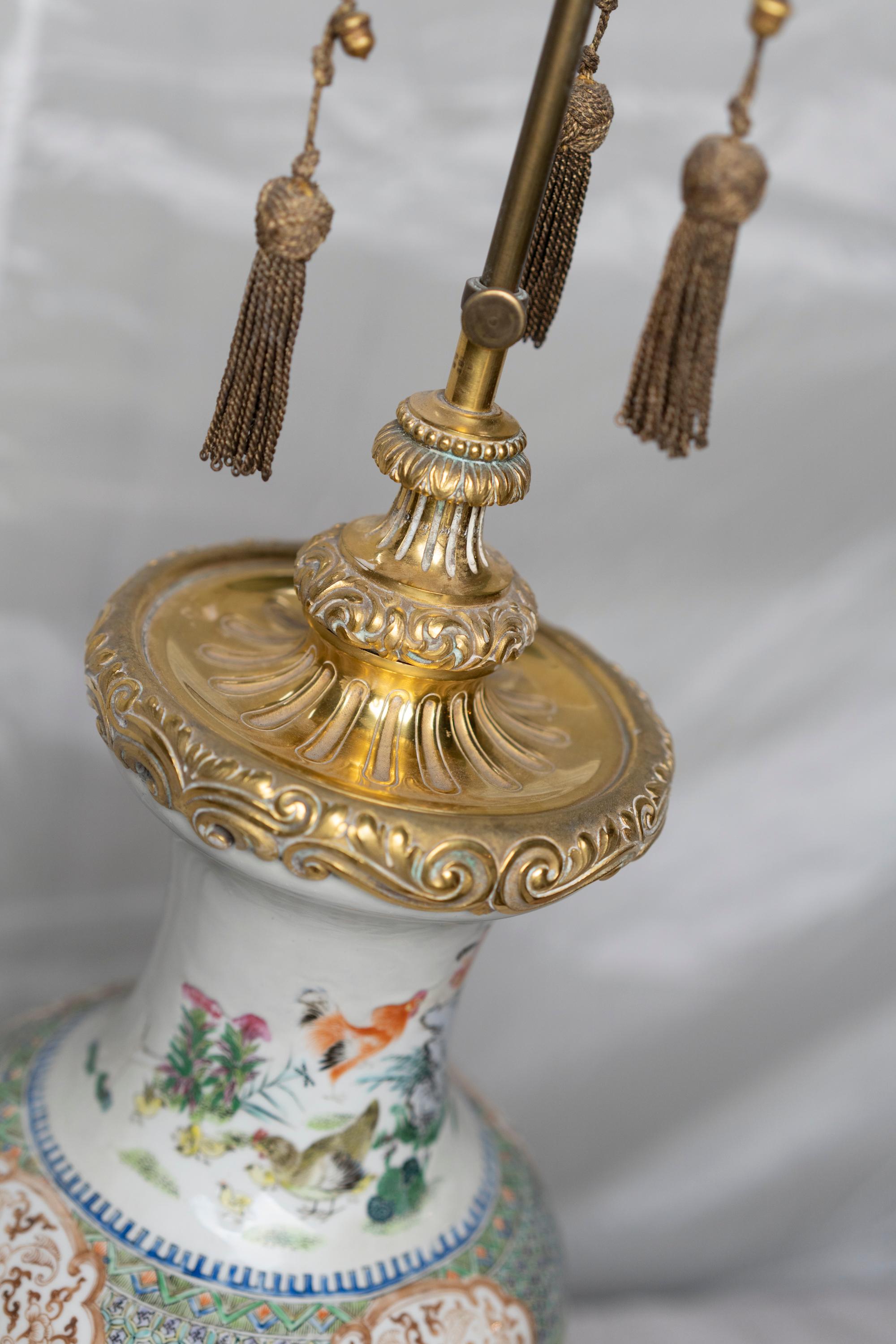 Chinese Famille Verte Table Lamp For Sale 6