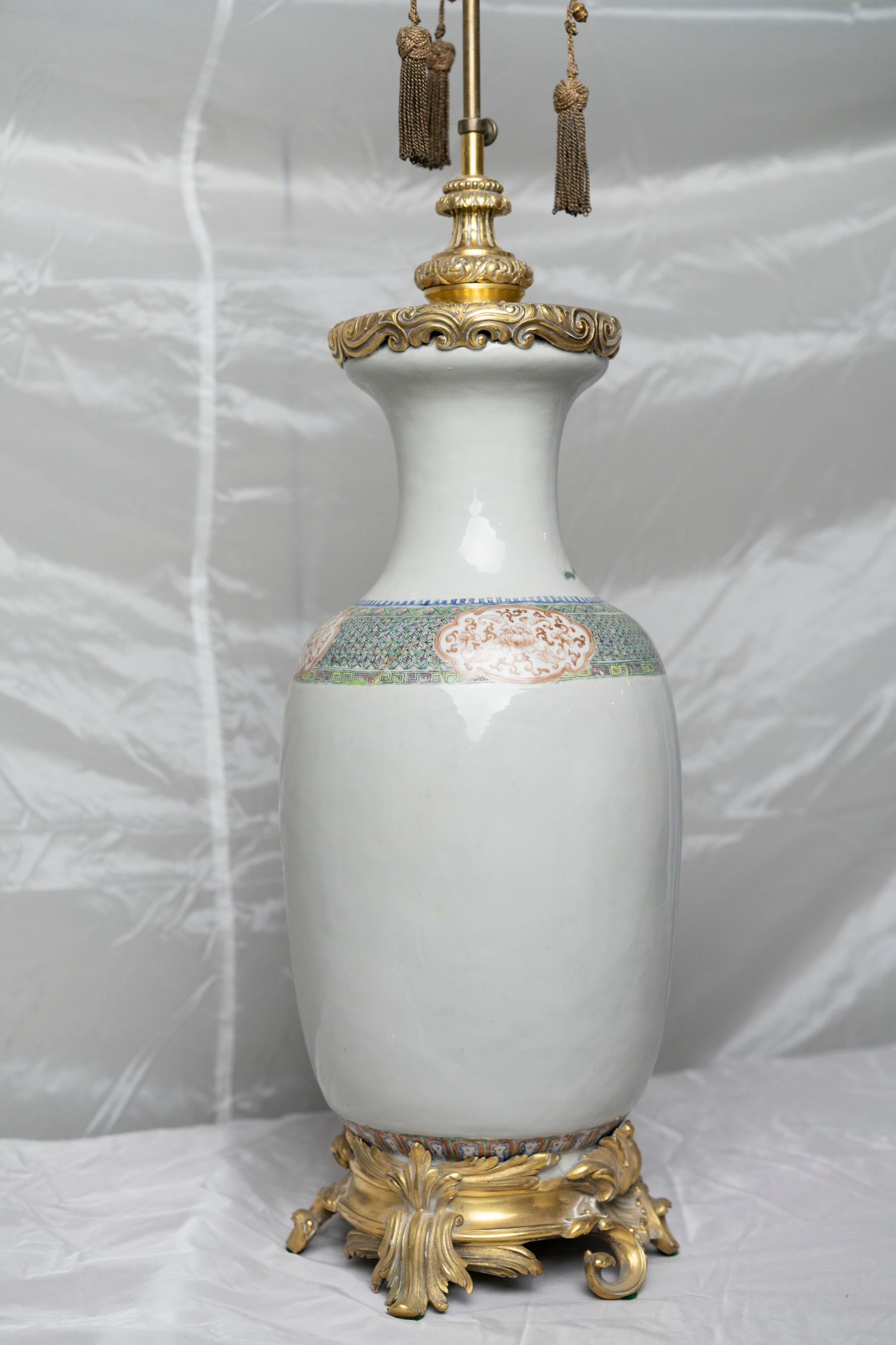 Chinese Famille Verte Table Lamp For Sale 7