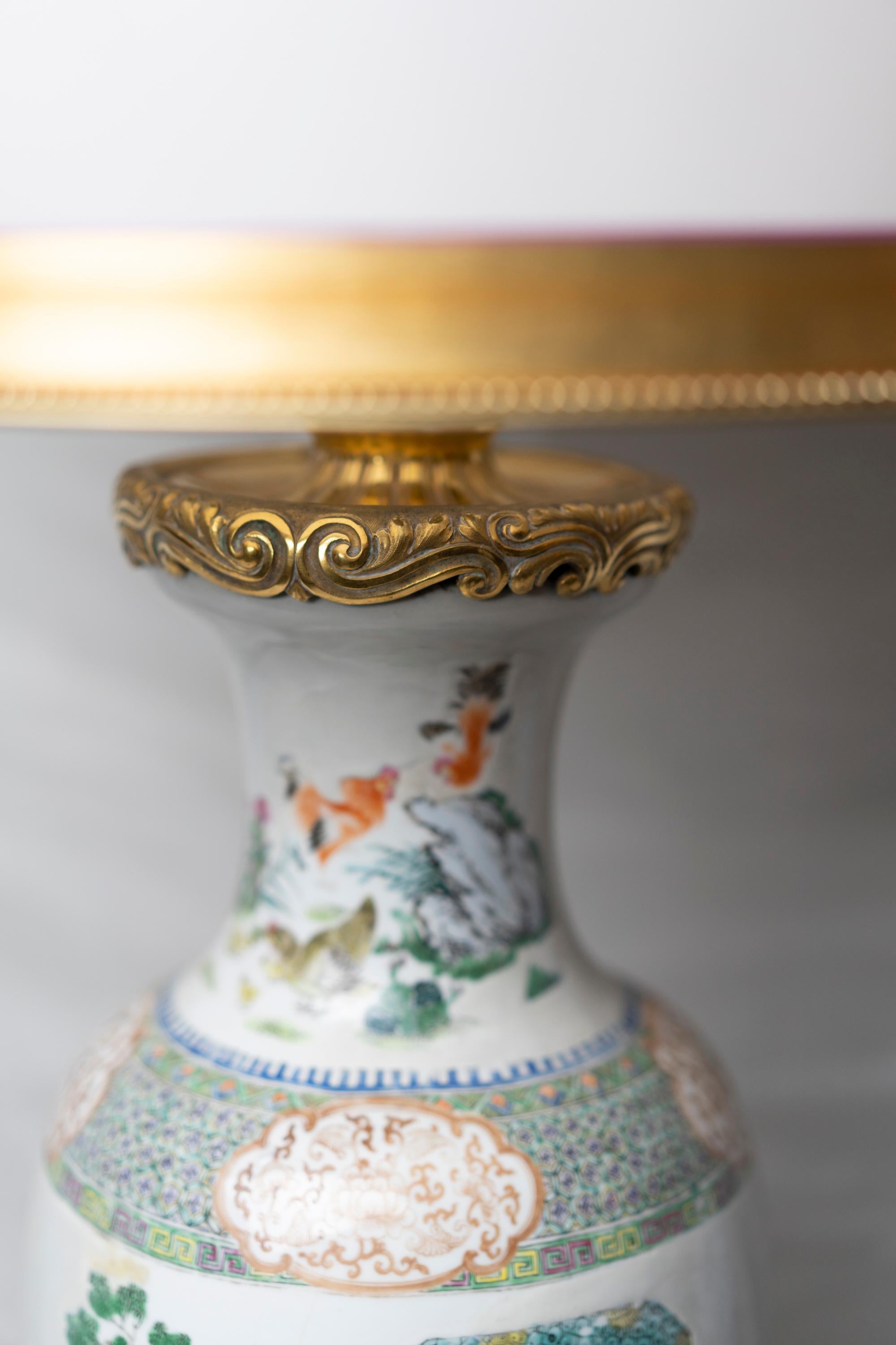 Chinois Lampe de table chinoise Famille Verte en vente