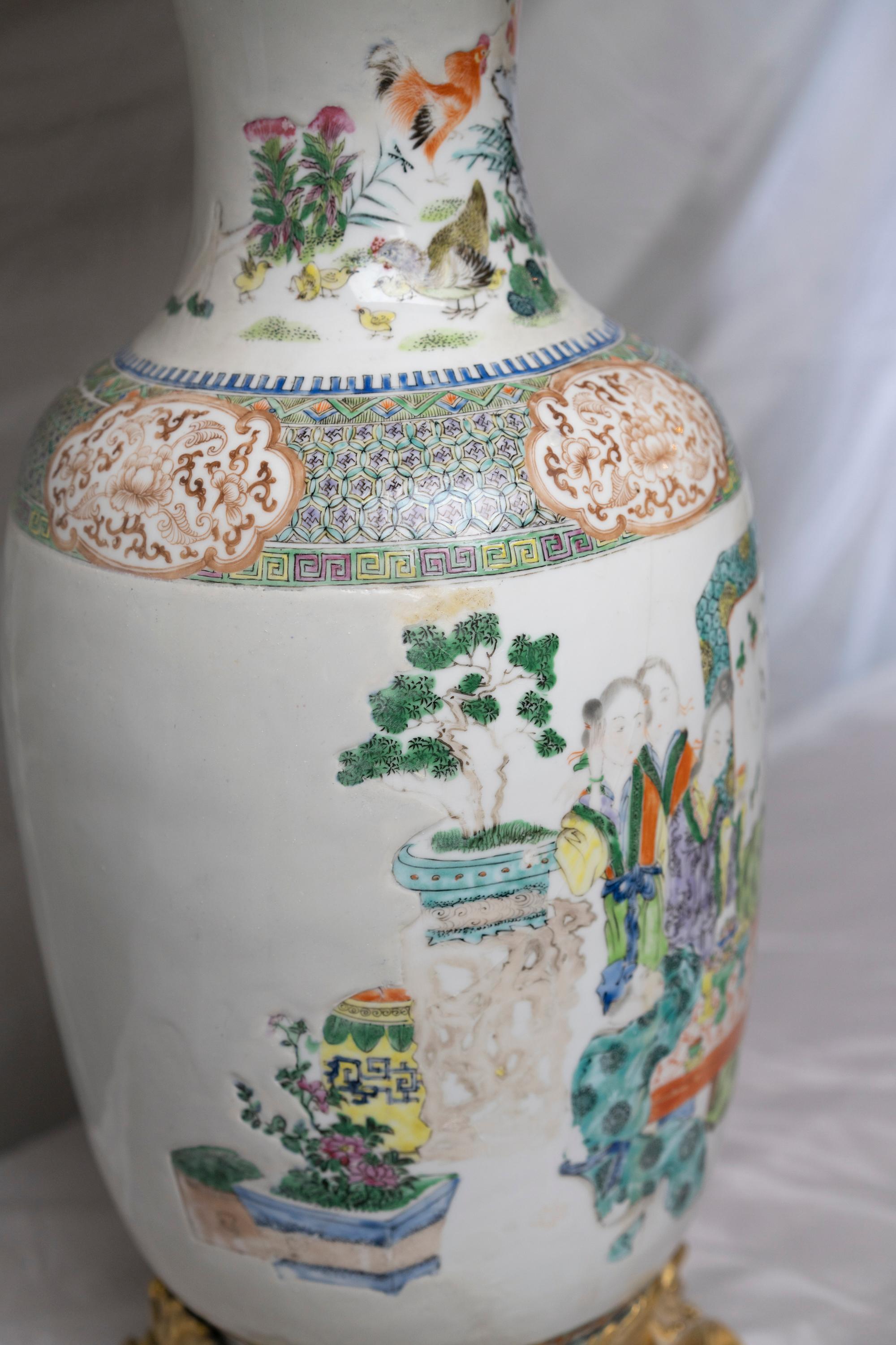Chinese Famille Verte Table Lamp For Sale 1