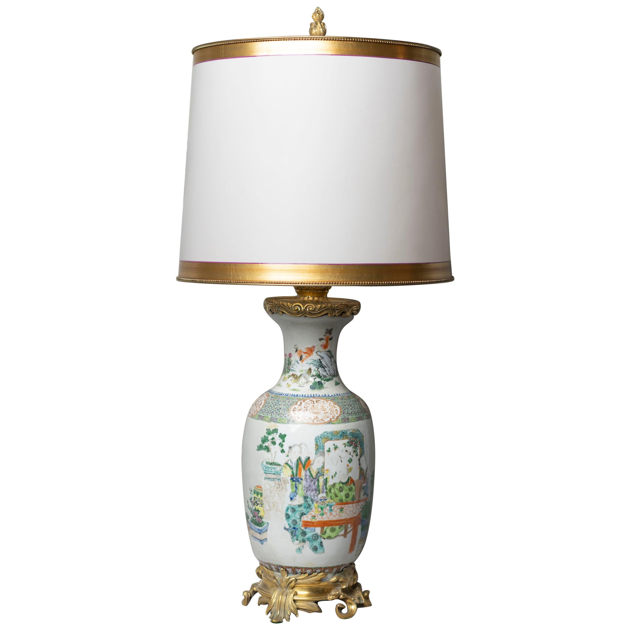 Lampe de table chinoise Famille Verte en vente