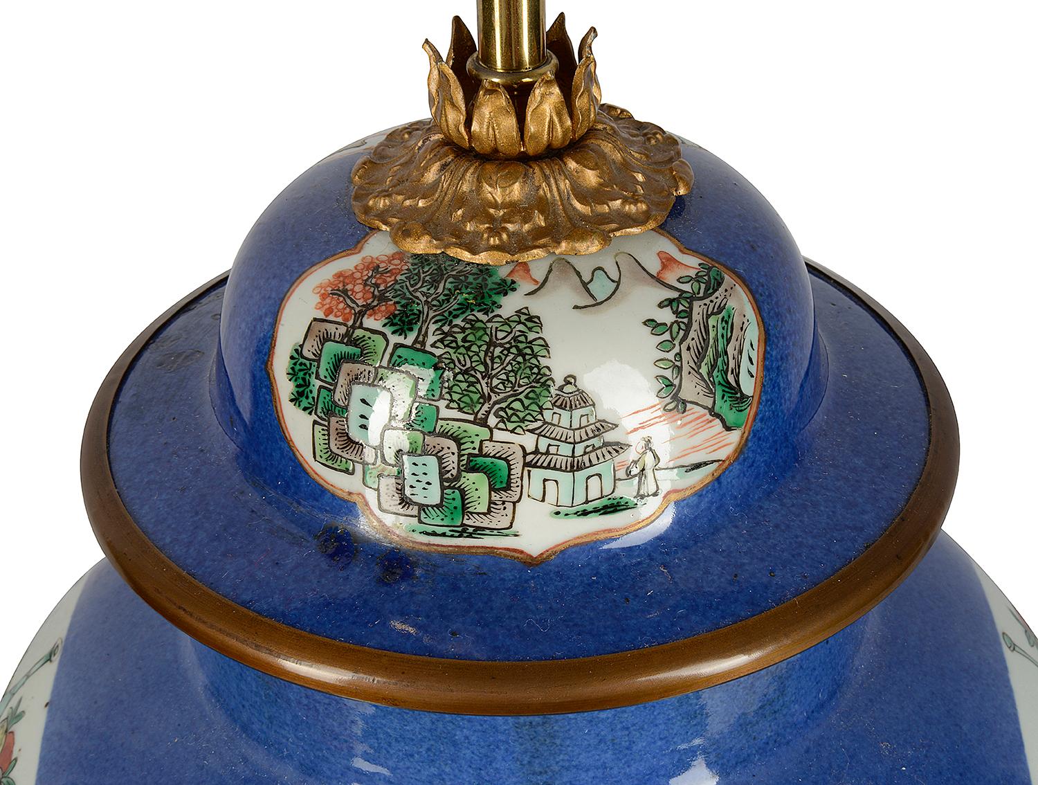 Chinese Famille Verte Vase / Lamps, 19th Century In Good Condition In Brighton, Sussex