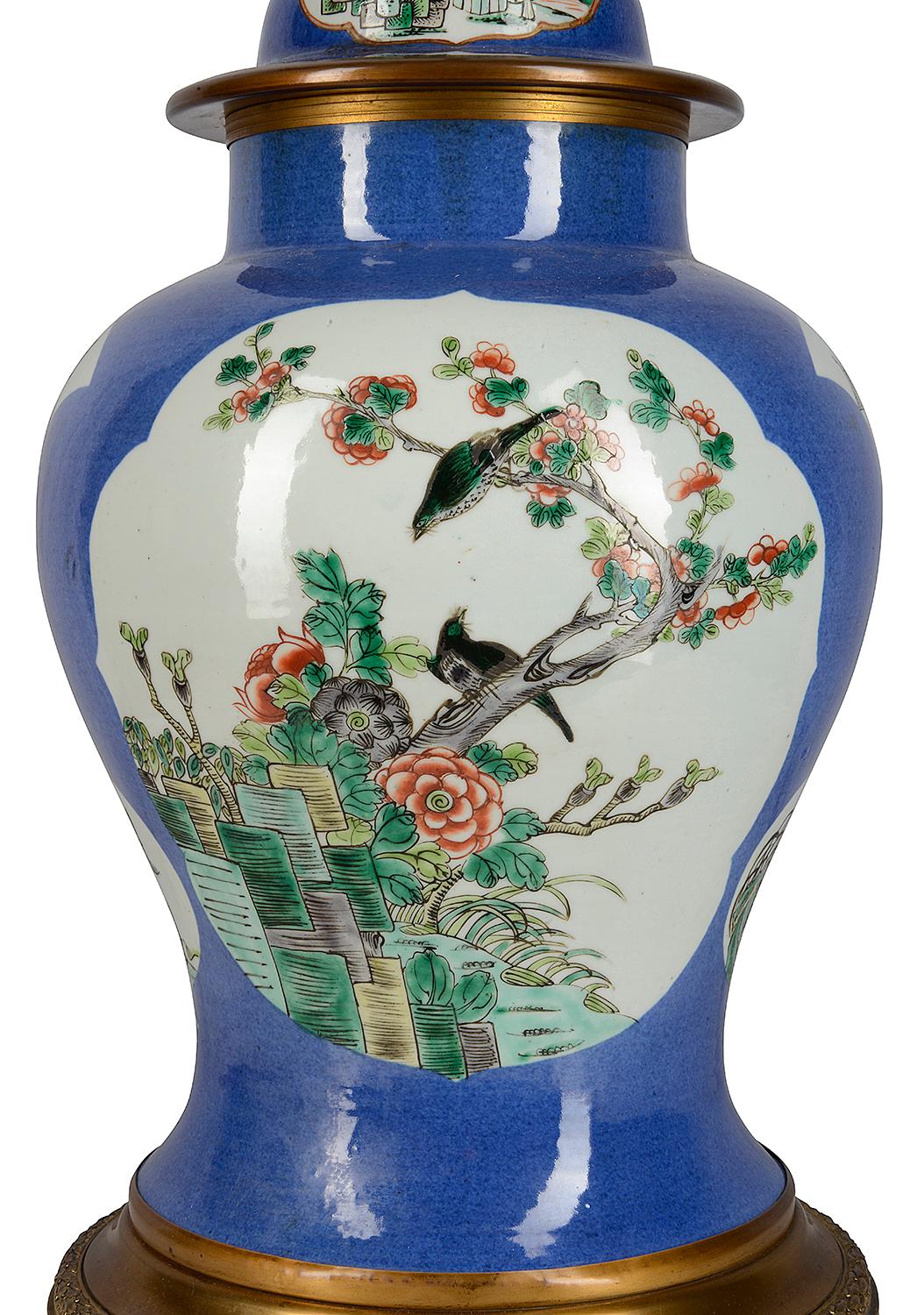 Porcelain Chinese Famille Verte Vase / Lamps, 19th Century