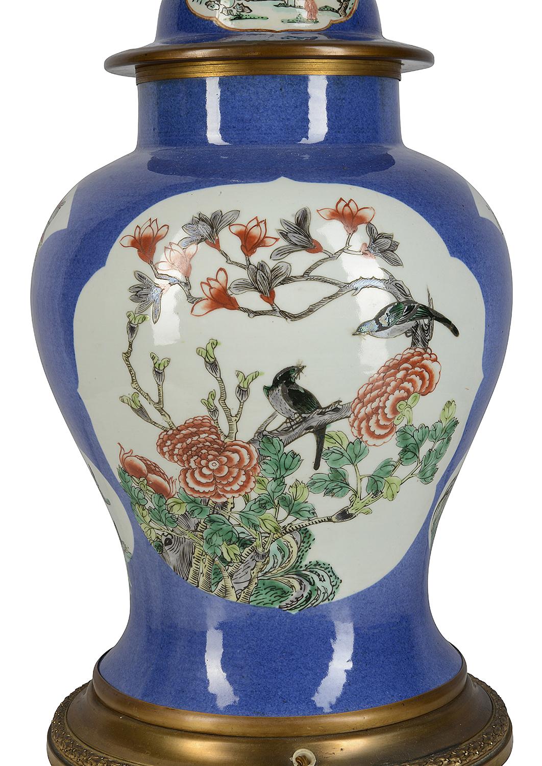 Chinese Famille Verte Vase / Lamps, 19th Century 1