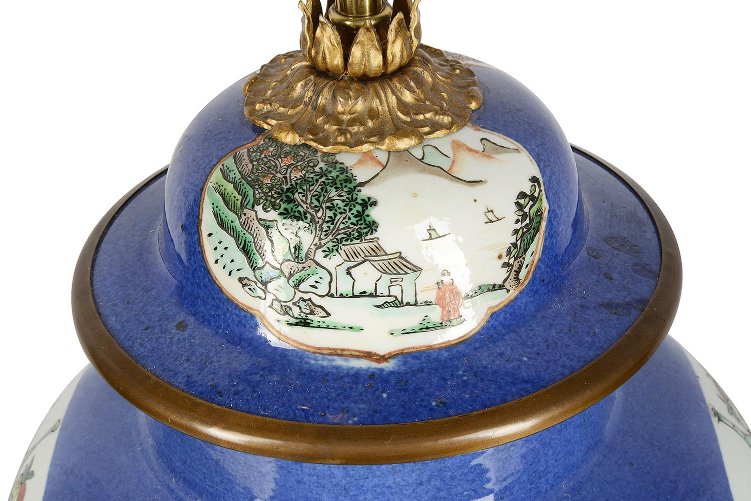 Chinese Famille Verte Vase / Lamps, 19th Century 2