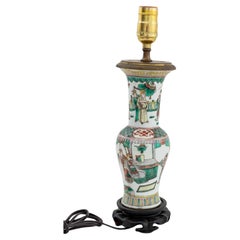 Chinese Famille Verte Vase Mounted as a Lamp