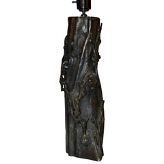 Chinese Faux Bois Bronze Table Lamp