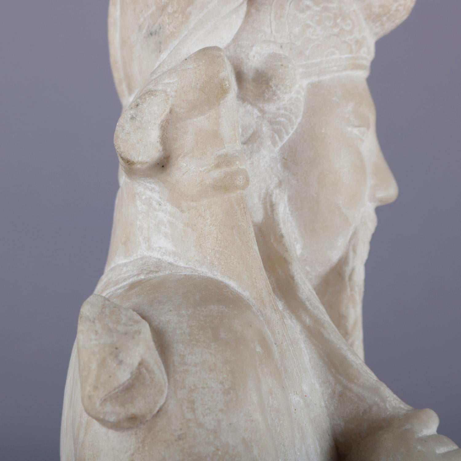 Chinese Figural Carved Alabaster Portrait Sculpture of Emperor, 19th Century 8
