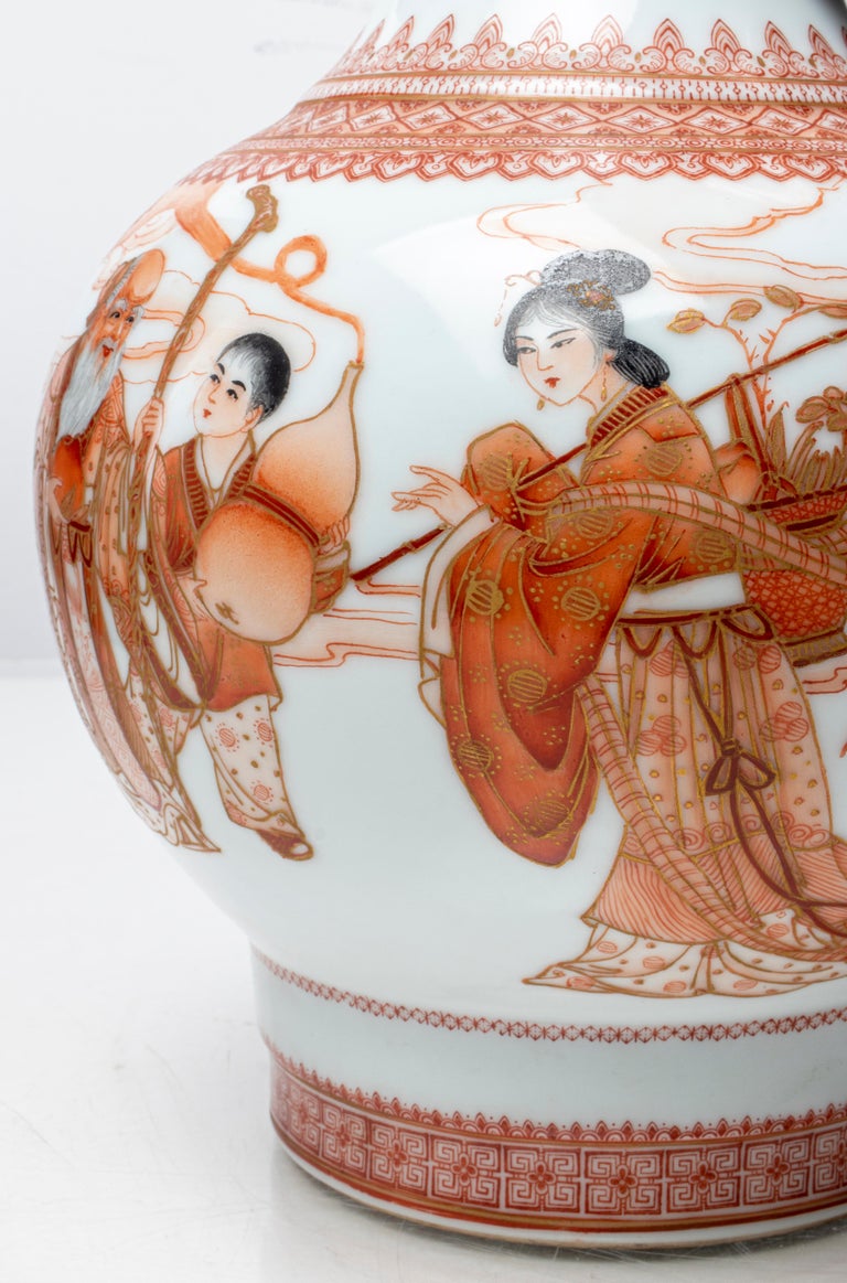 20th Century Chinese Figural Motif Porcelain Vases