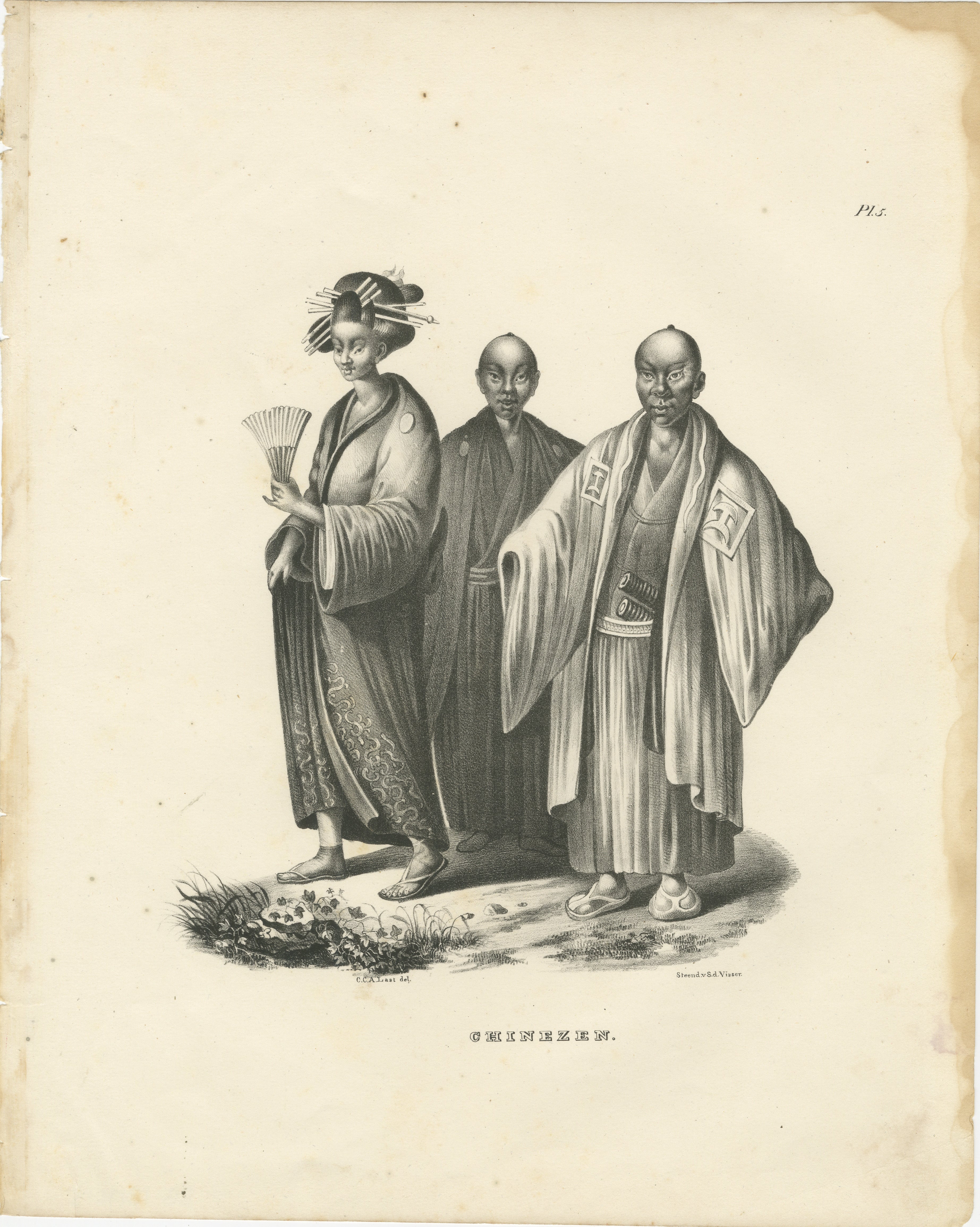 Se trata de una litografía de Karl Joseph Brodtmann, de su colección de grabados etnográficos de 1836. La imagen representa a tres figuras identificadas como 