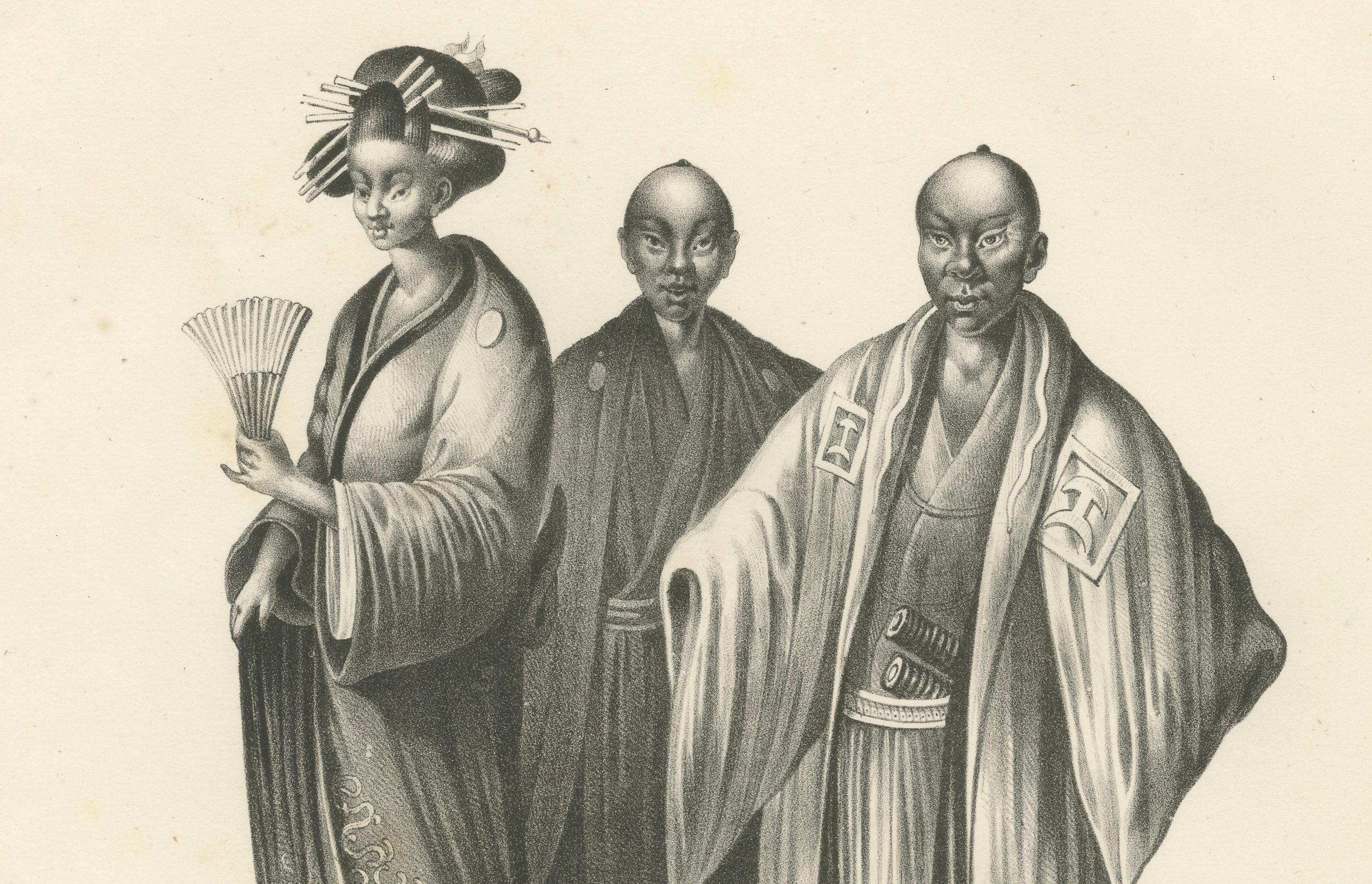Figuras chinas con atuendo tradicional de Karl Joseph Brodtmann, 1836 Mediados del siglo XIX en venta