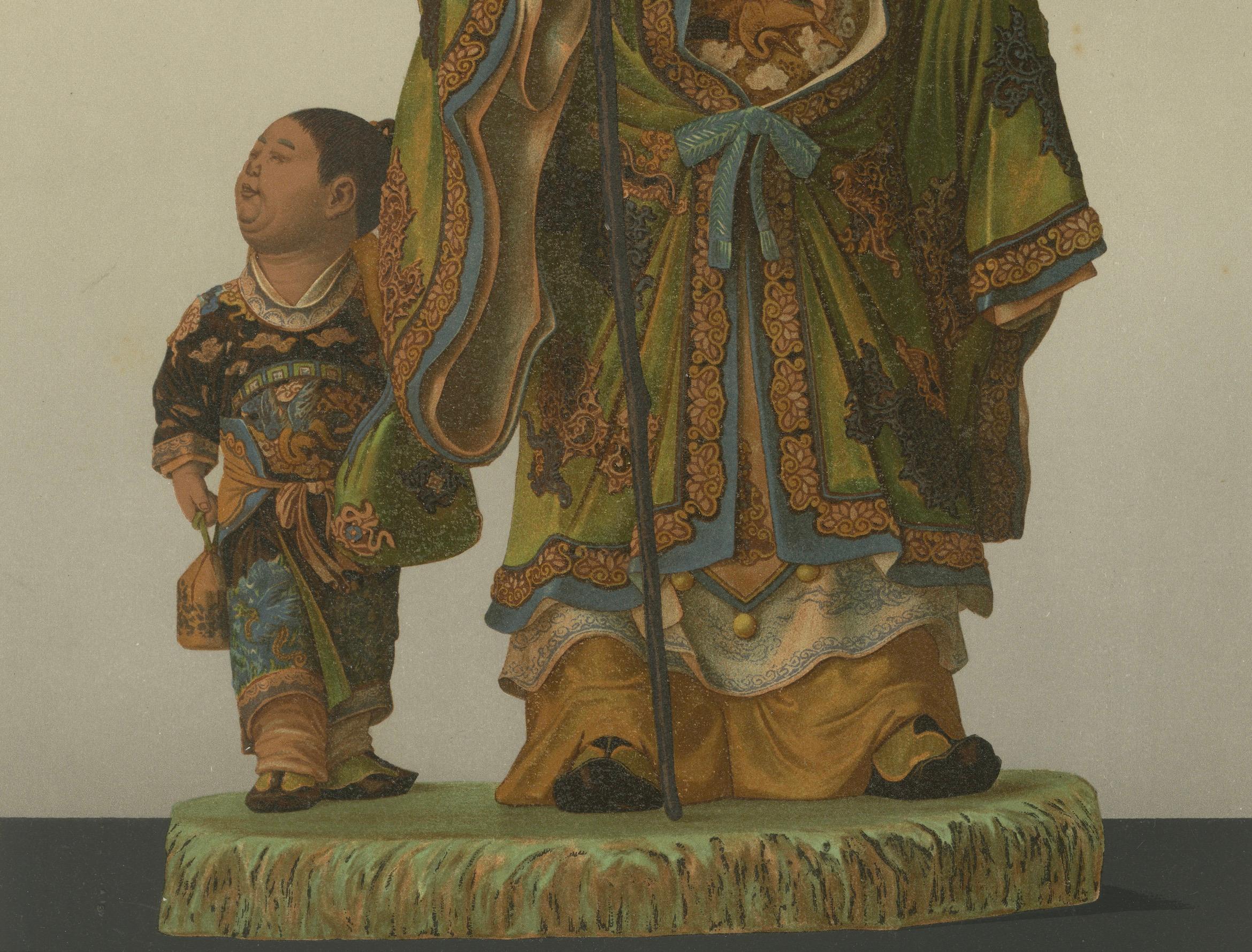 Fin du XIXe siècle Figurines chinoises représentant un Sage et un Attendant, art japonais d'Audsley, 1884 en vente