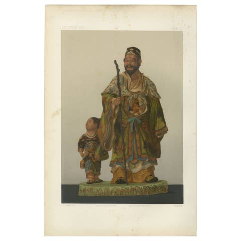 Chinese Figurines Depicting a Sage and Attendant, Japanese Art by Audsley, 1884