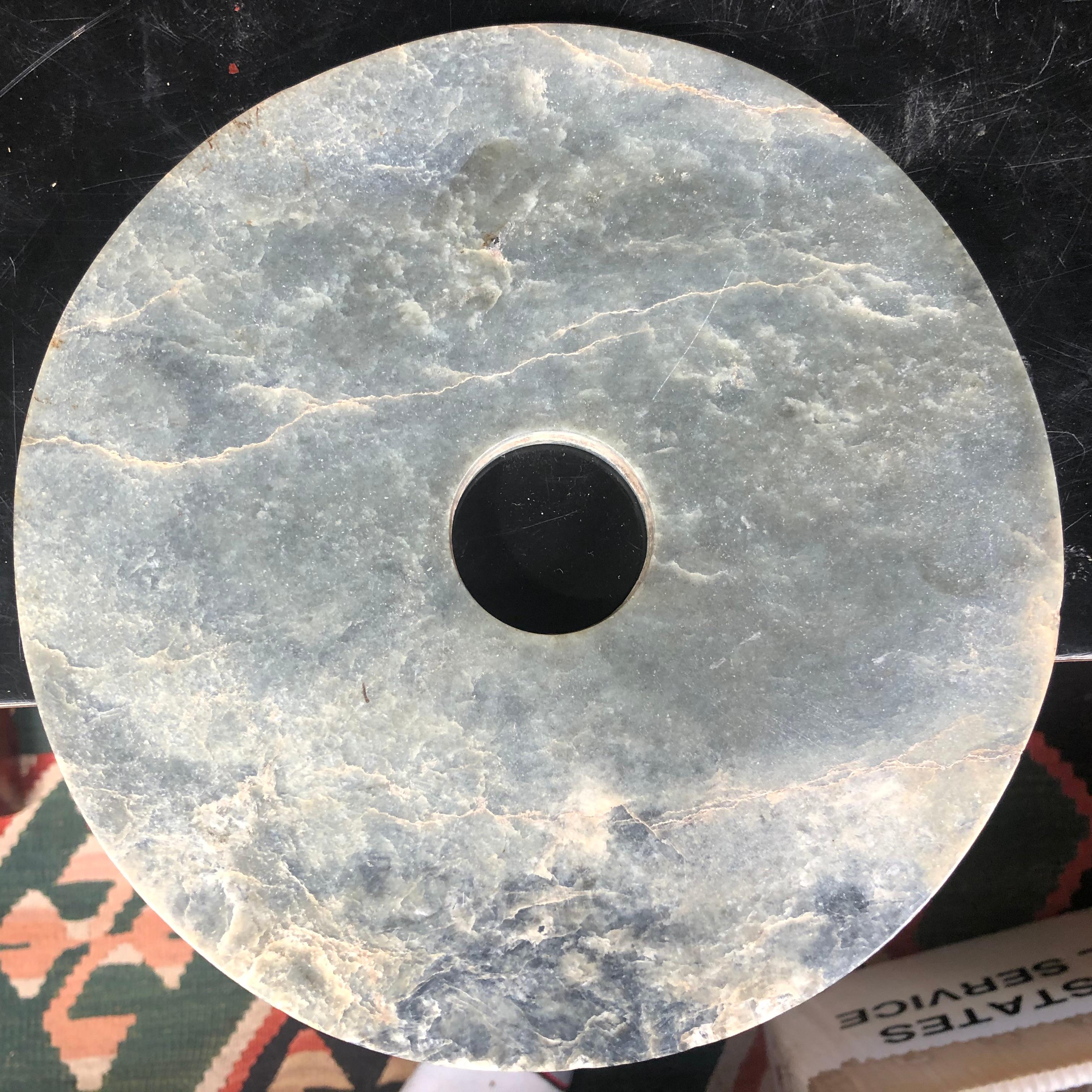 Chinese Fine Ancient  Large Round Jade Bi Disc, 2000 BCE 1