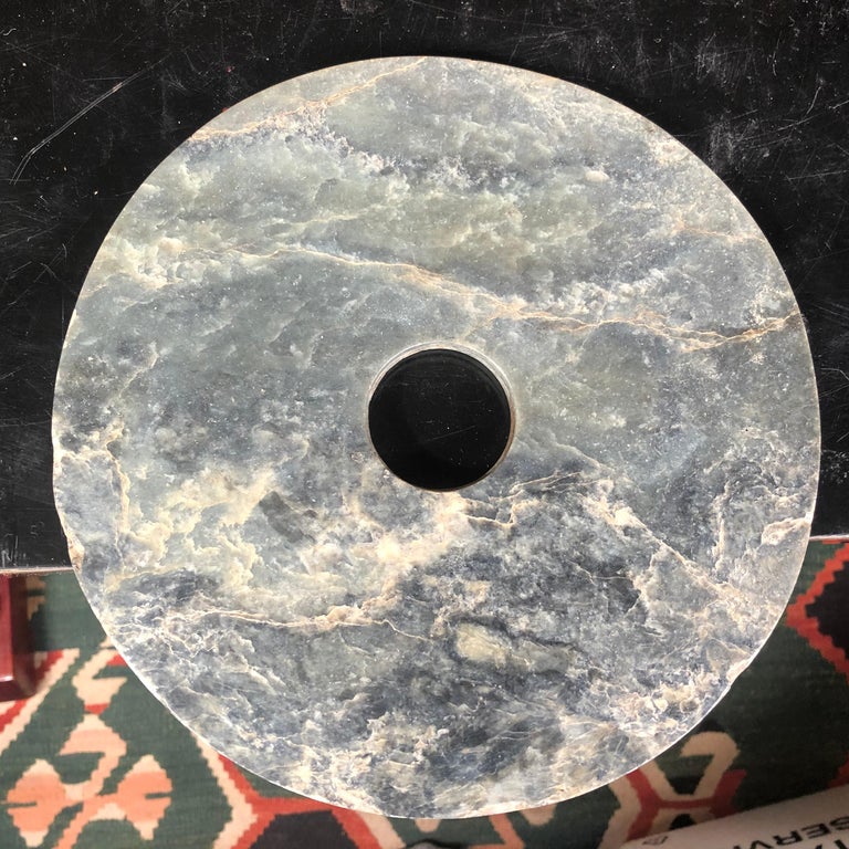Chinese Fine Ancient Large Round Jade Bi Disc, 2000 BCE at 1stDibs