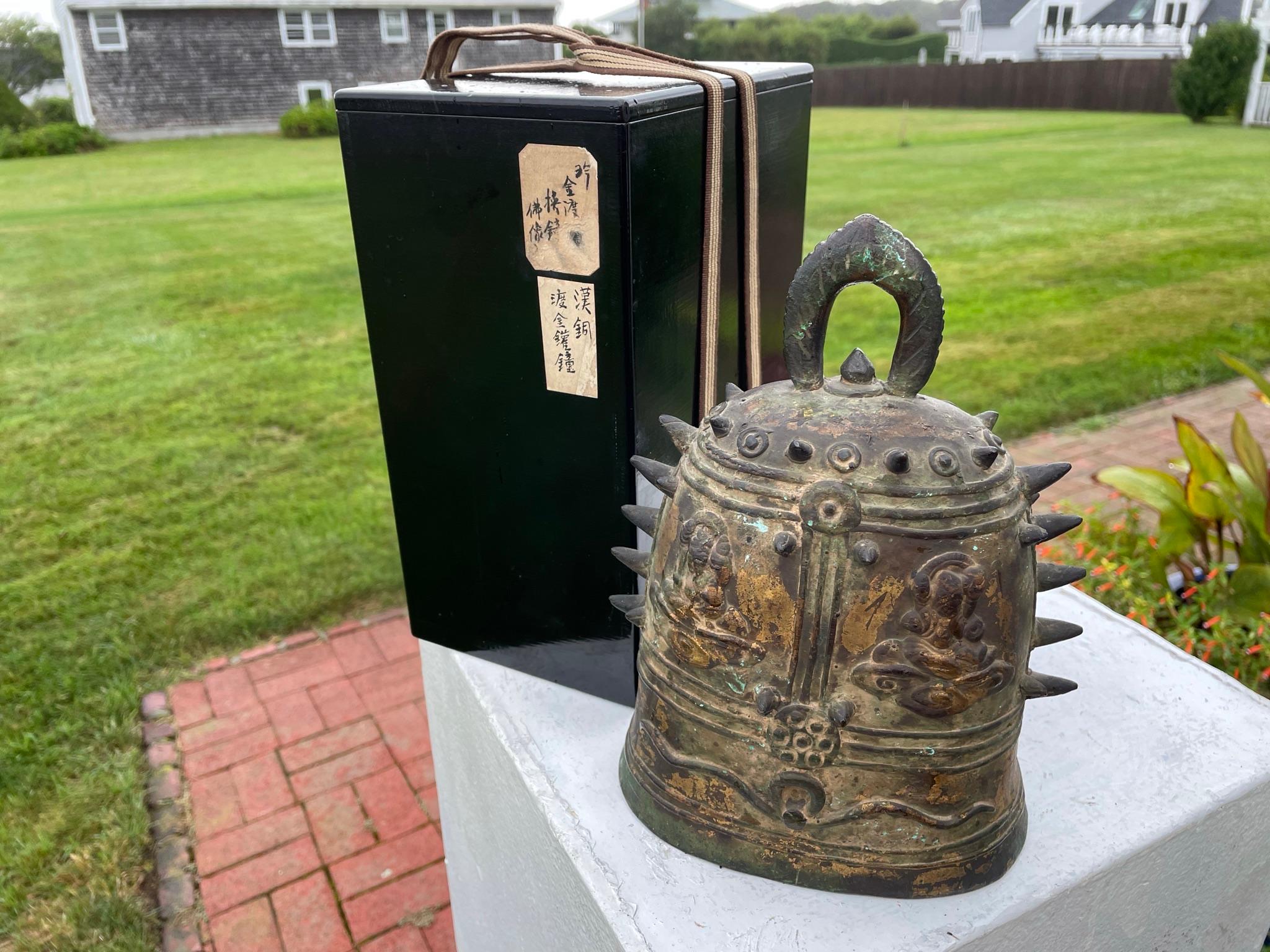 Taisho Japan Fine 1920s Gilt Bronze Buddhist Temple Bell