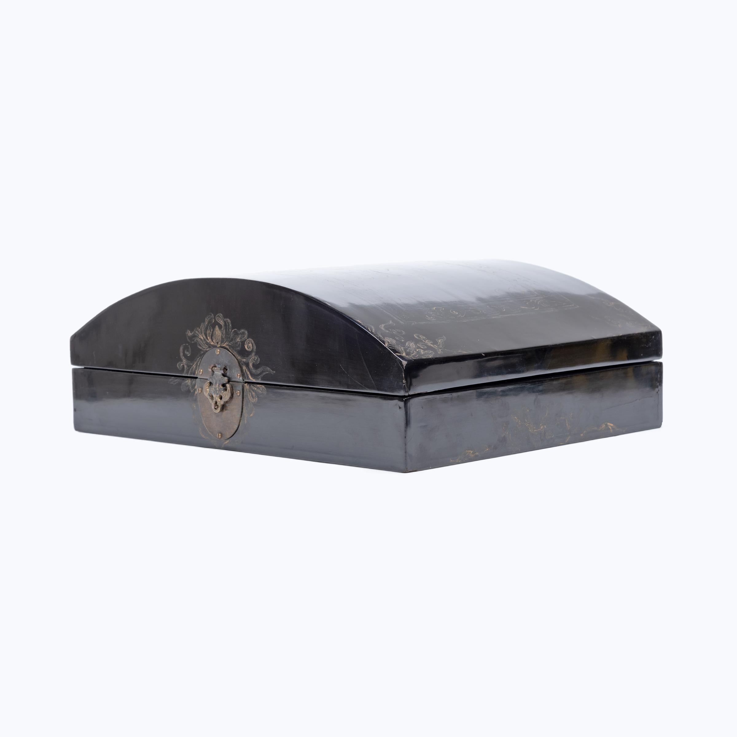 Qing Chinese Fine Black Lacquer Document Box
