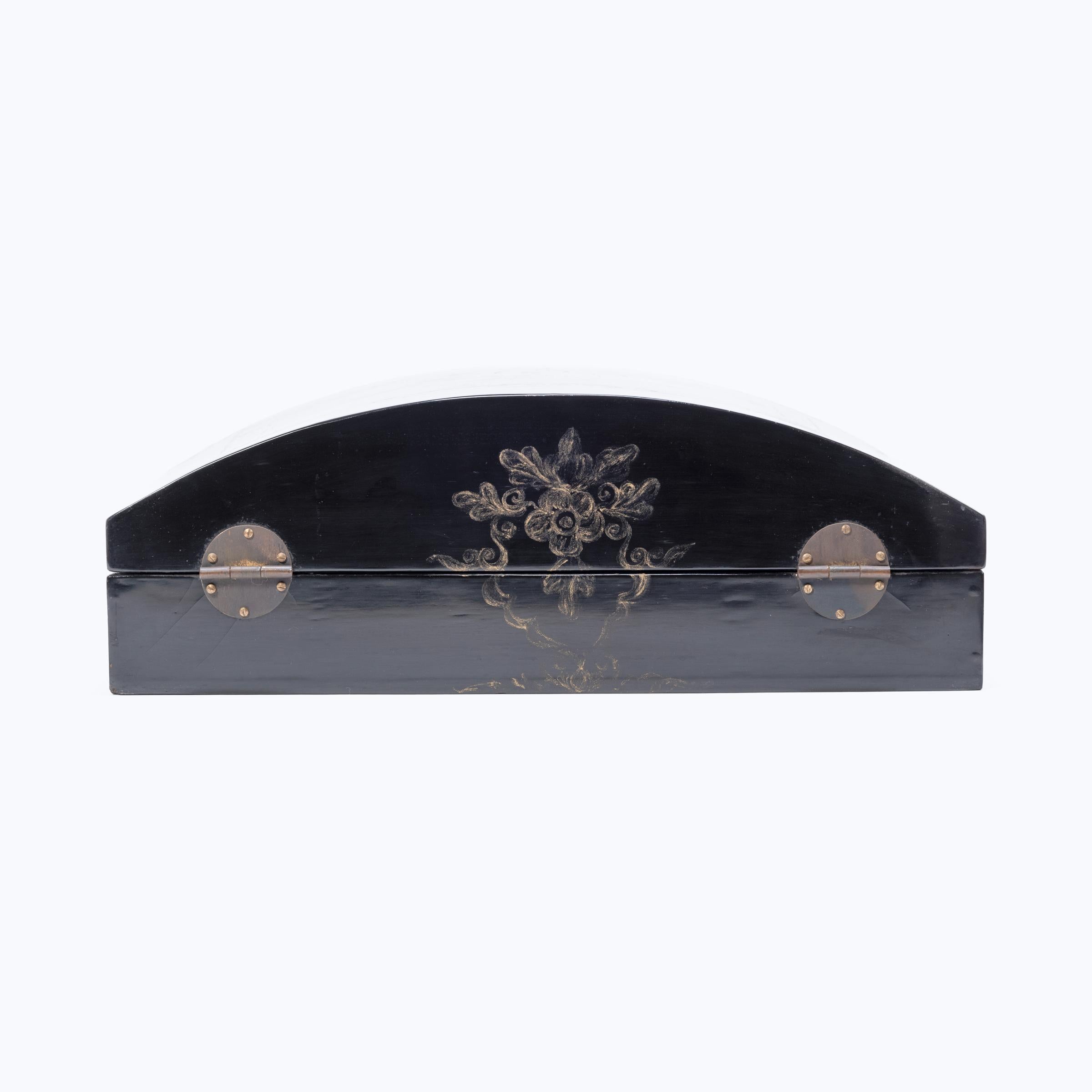 Lacquered Chinese Fine Black Lacquer Document Box