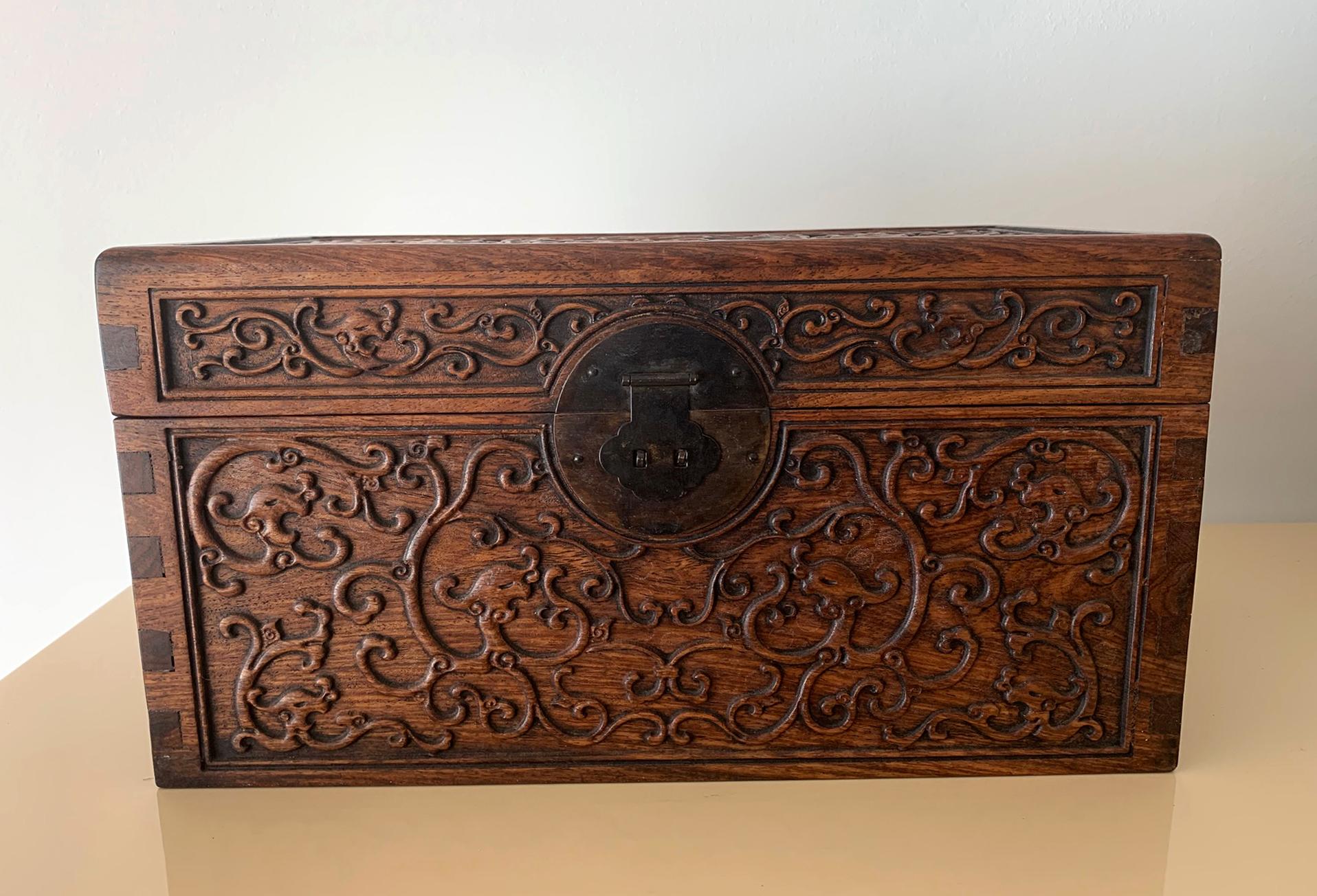 Chinese Finely Carved Huanguali Document Box 10