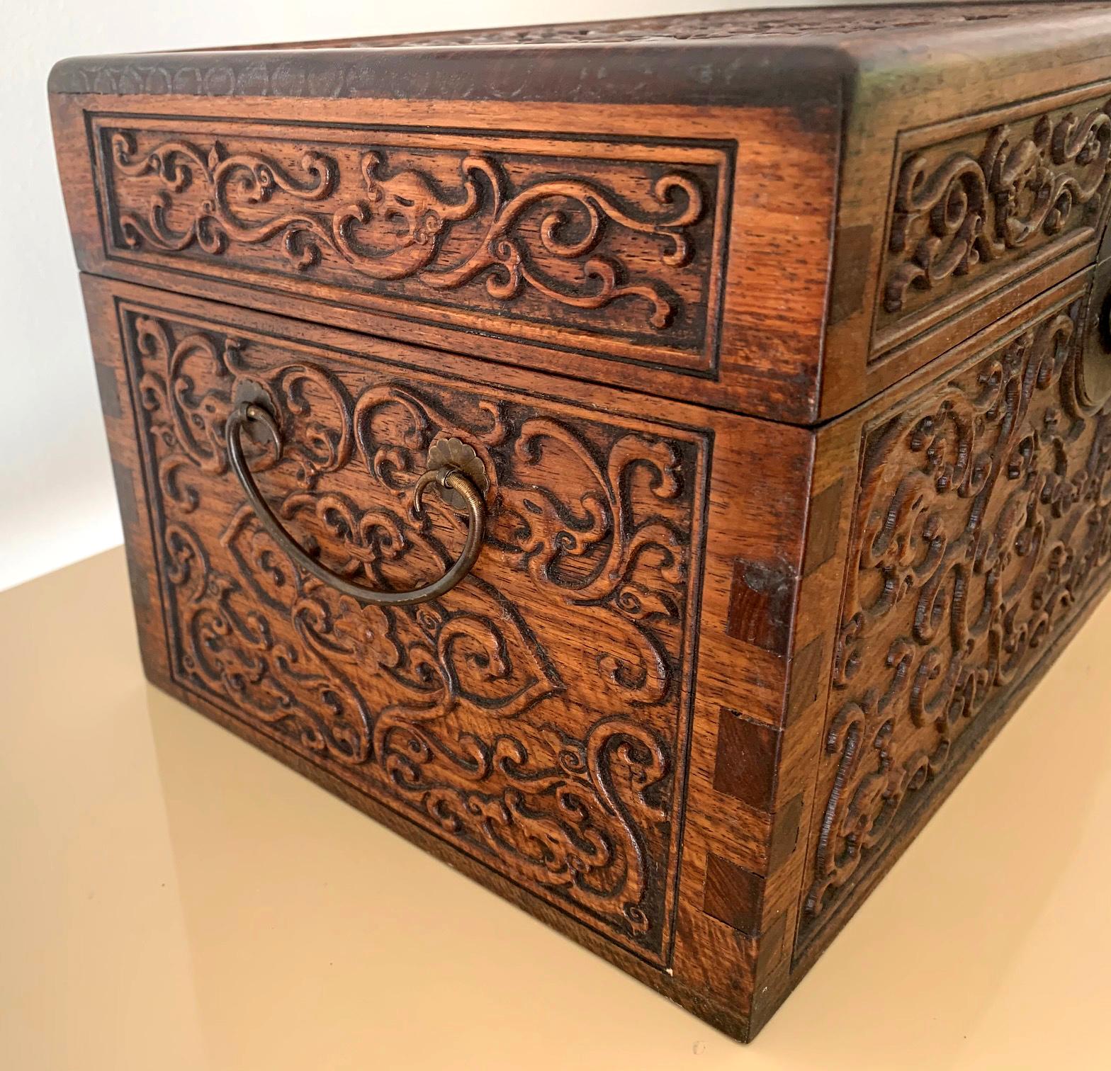 Chinese Finely Carved Huanguali Document Box 3