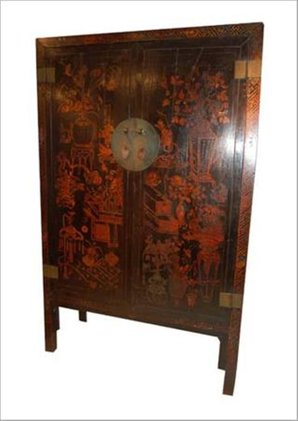 Chinese Fir Cabinet In Fair Condition For Sale In Pompano Beach, FL