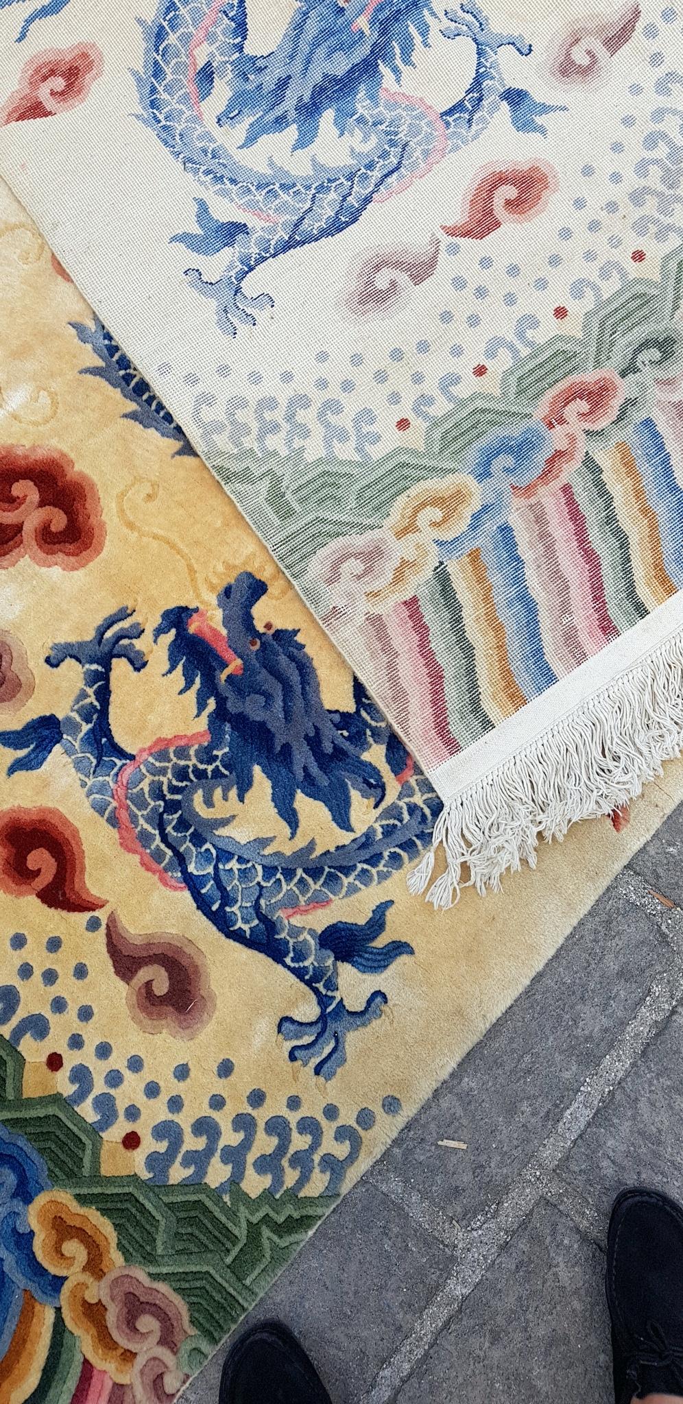 20th Century Chinese Five Dragons Wool Rug