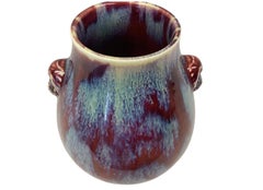 Chinese Flambè Glazed Hu Vase With Elephant Head Handles
