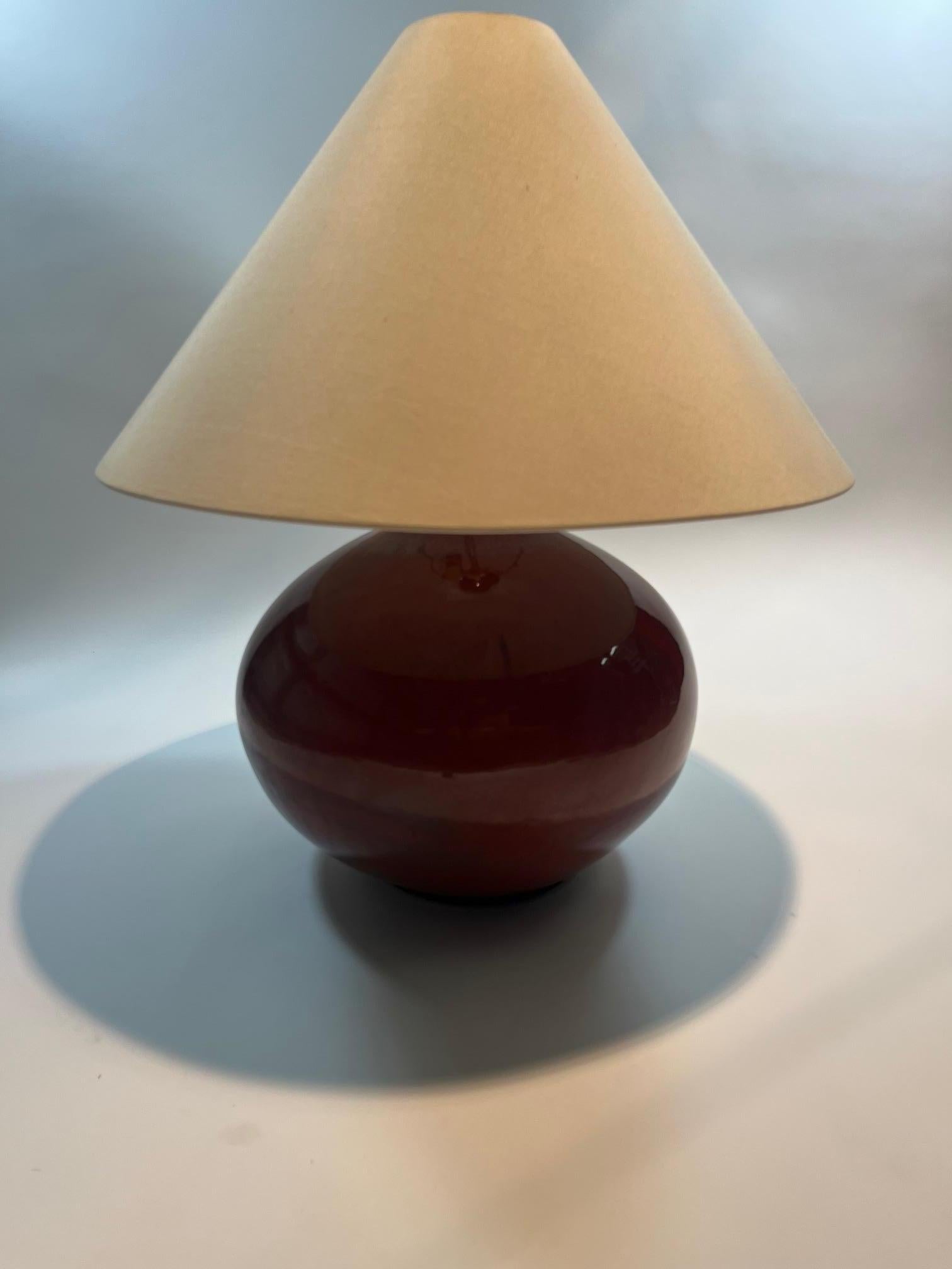 Chinese Oxblood Flambe Glaze  Orbital Lamps
A matched pair selected by Karl Springer
Typical Karl Springer Adjustable Lamp Fittings
