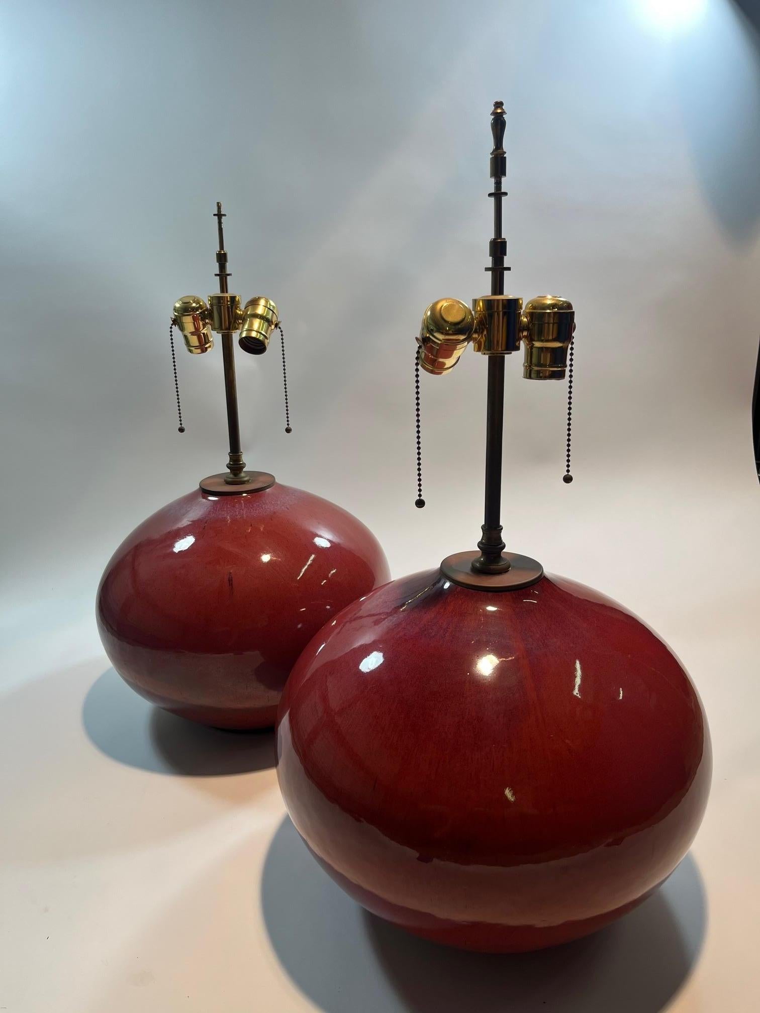 American Chinese Flambe Lamps Selected by Karl Springer For Sale