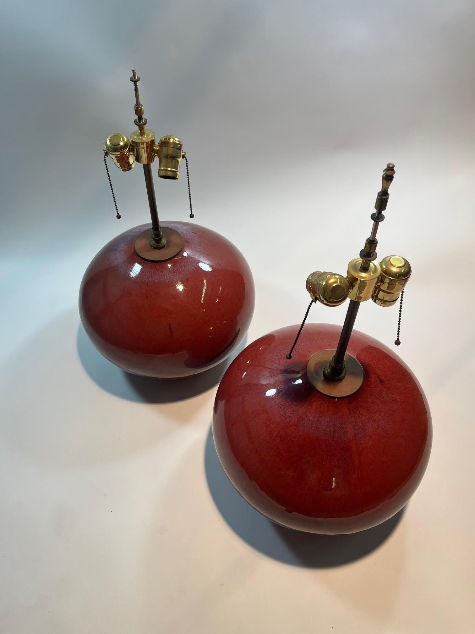 Chinese Flambe Lamps Selected by Karl Springer In Good Condition For Sale In West Palm Beach, FL