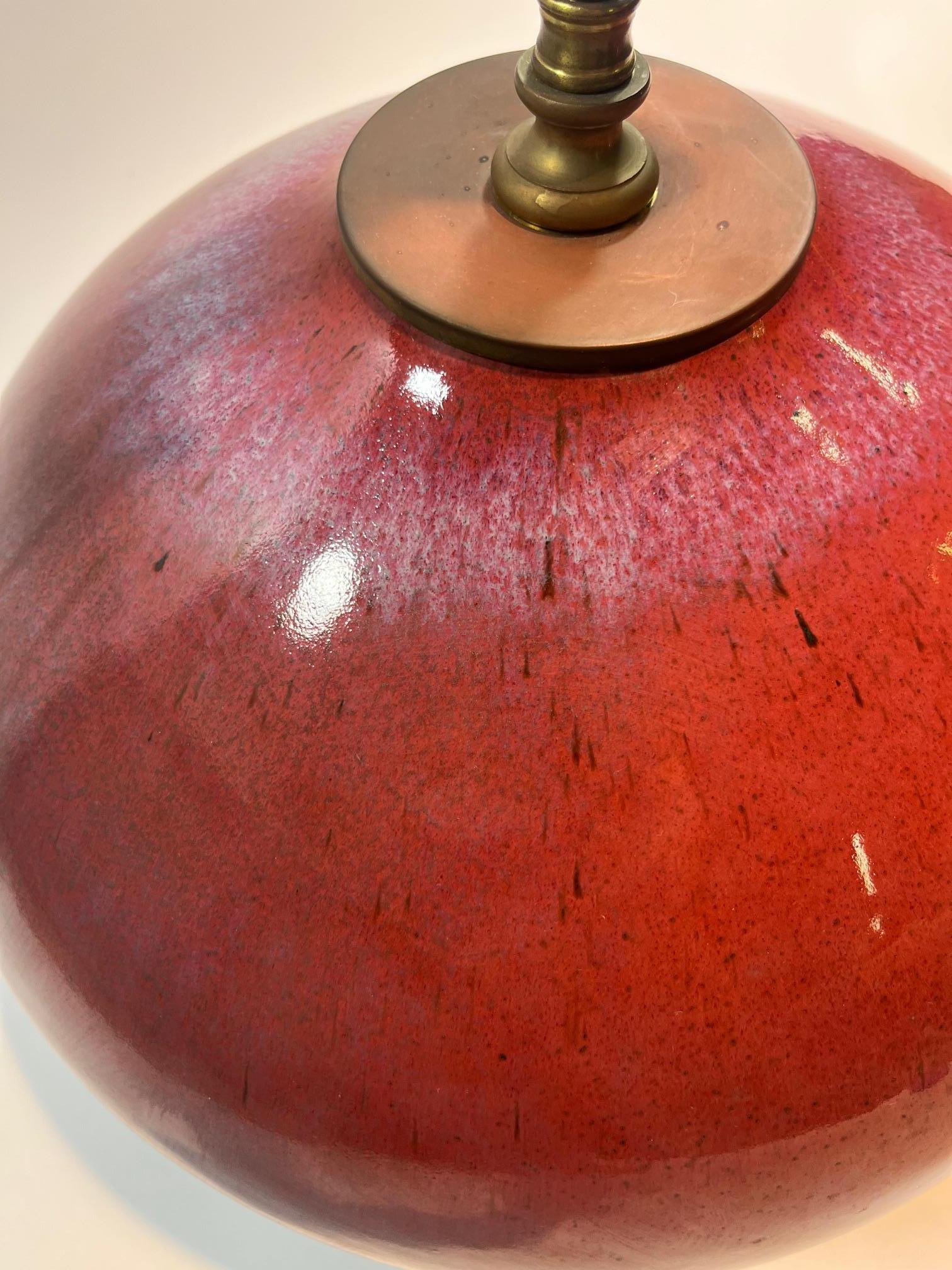 Ceramic Chinese Flambe Lamps Selected by Karl Springer For Sale