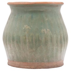 Chinese Flared Celadon Green Jar, c. 1900
