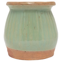 Chinese Flared Celadon Green Jar, c. 1900