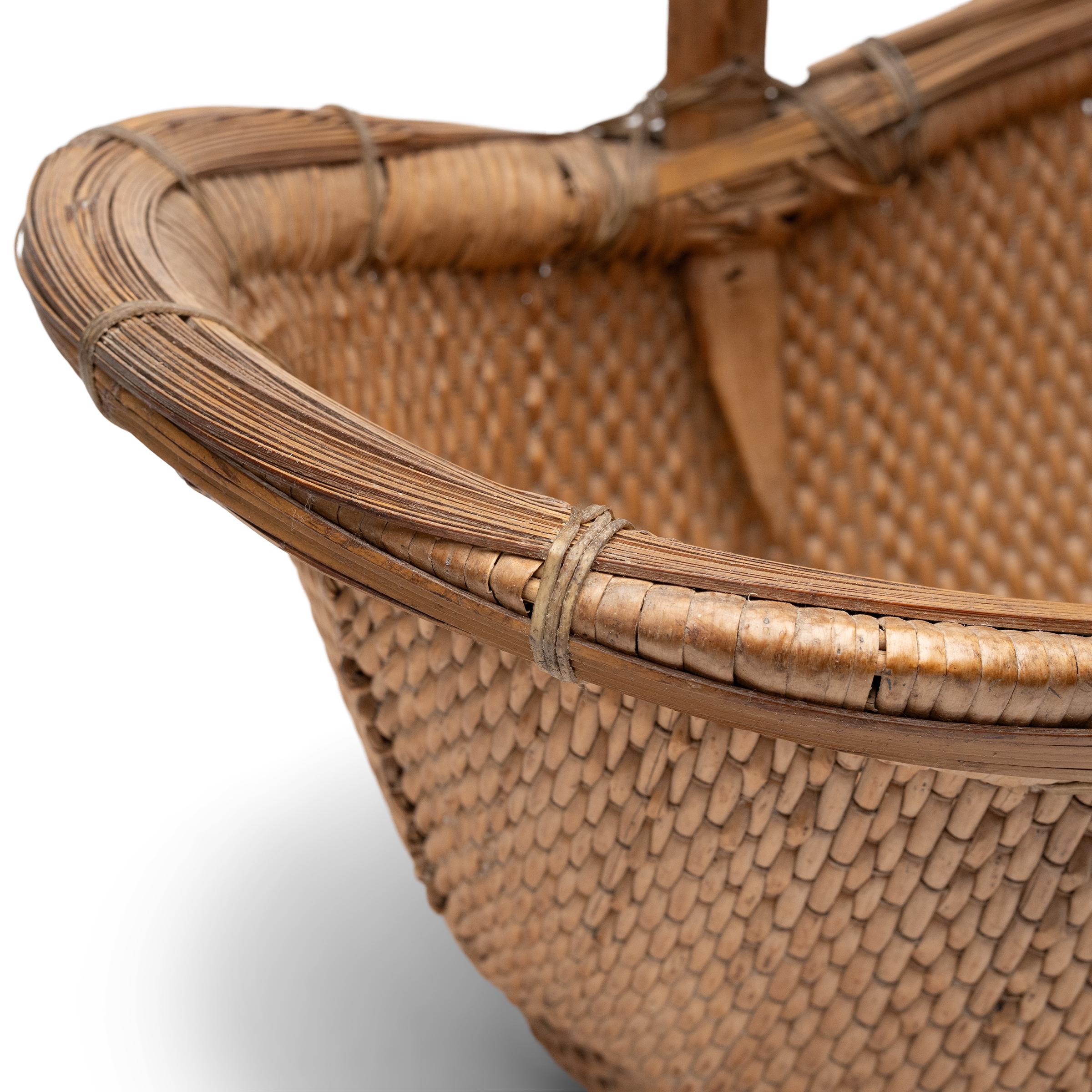 Hand-Woven Chinese Flared Garden Basket, circa 1900