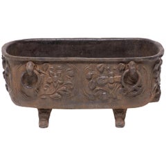 Antique Chinese Floral Cast Iron Tub