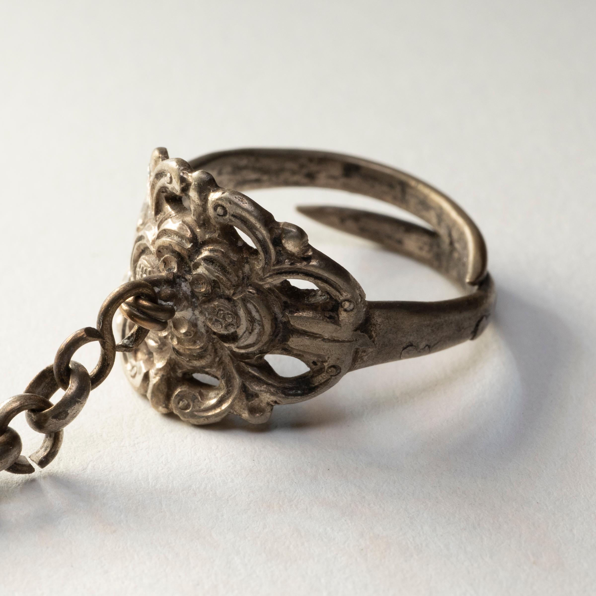 Qing Chinese Floral Charm Ring, c. 1900 For Sale