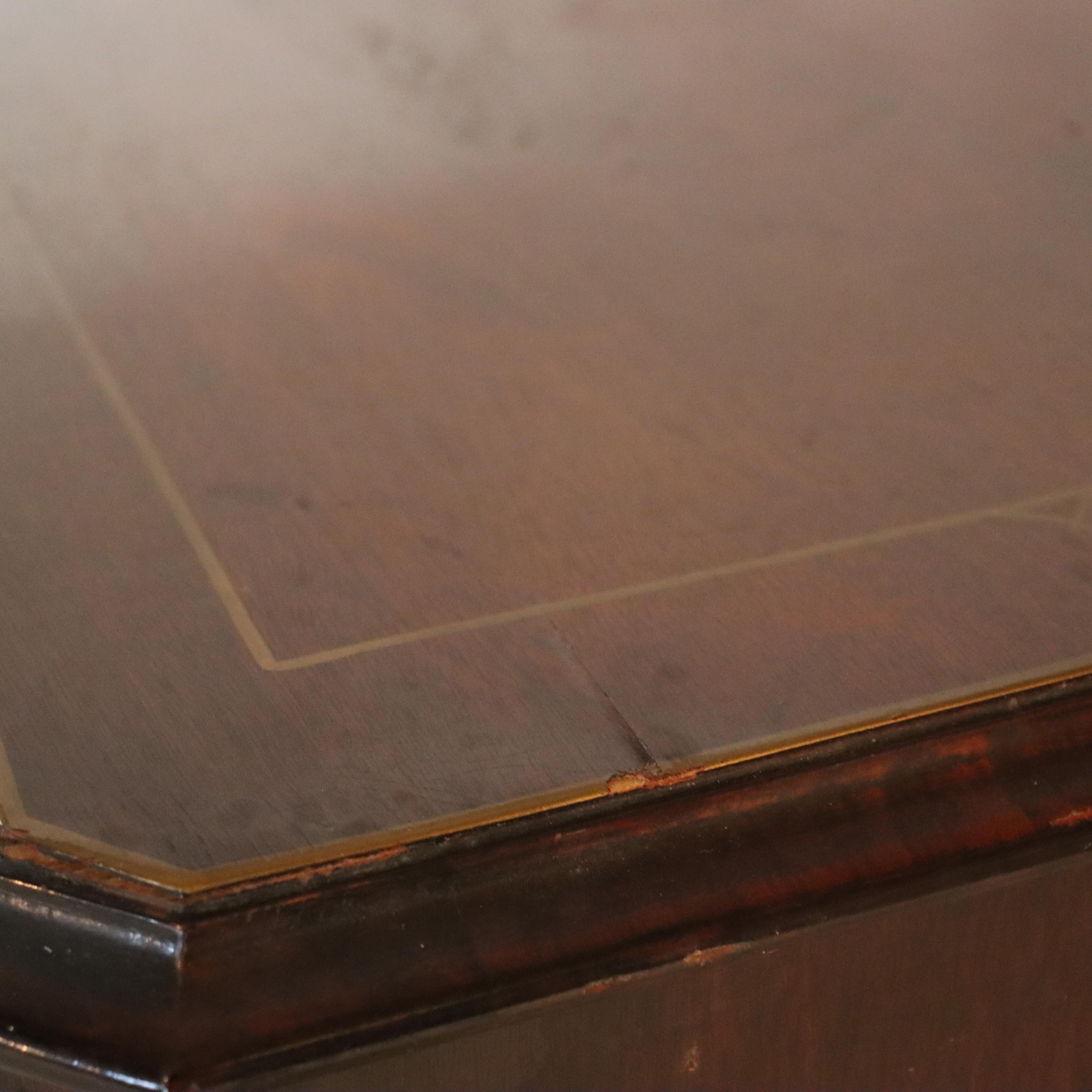 Chinese Floral Decorated Chippendale Mahogany Dressing Table & Mirror c1920 For Sale 10